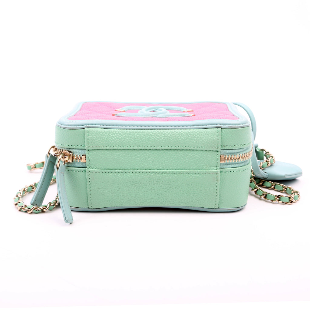 Mini Filigree Vanity Case 26M Green/Pink