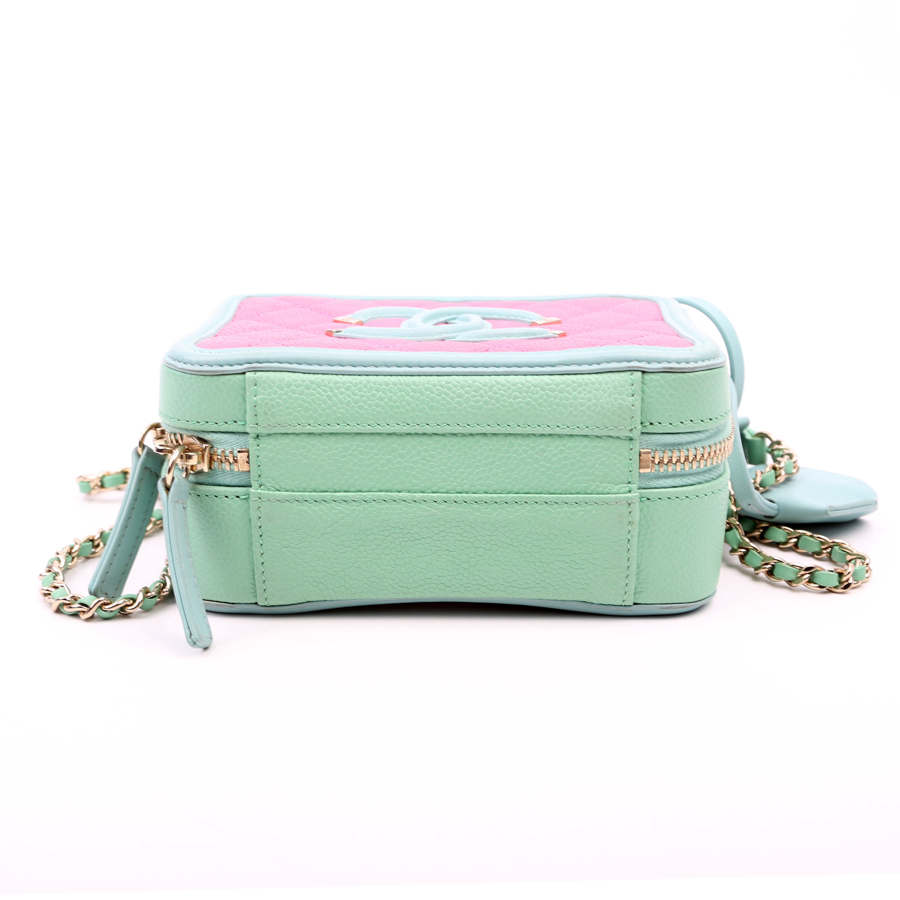 Mini Filigree Vanity Case 26M Green/Pink