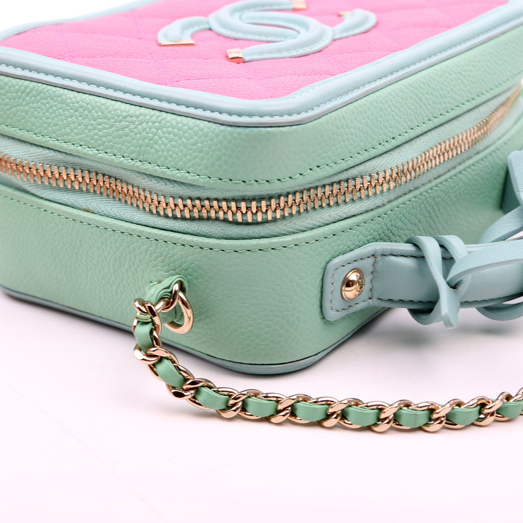 Mini Filigree Vanity Case 26M Green/Pink