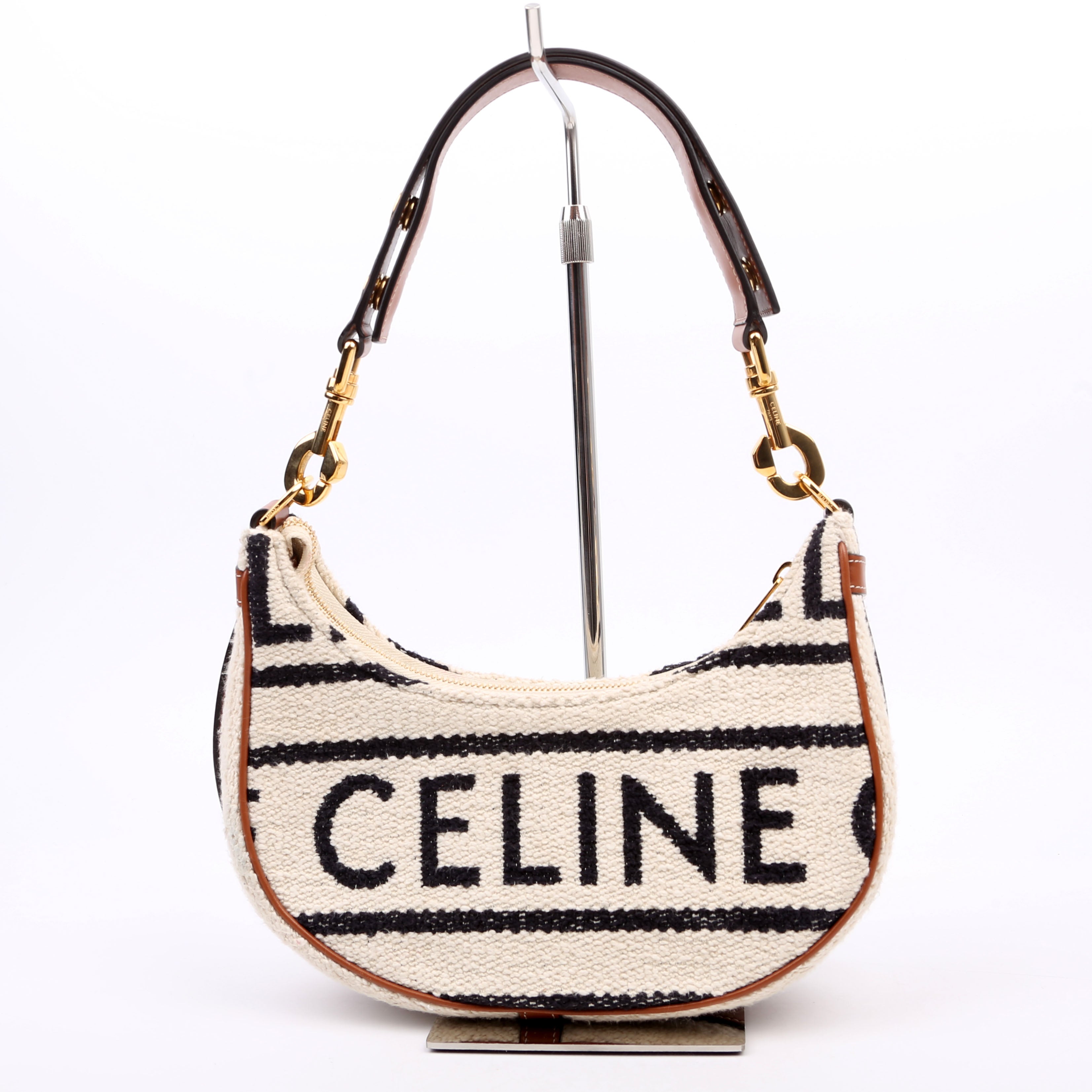 Ava Medium Textile/Calfskin Cream/Brown