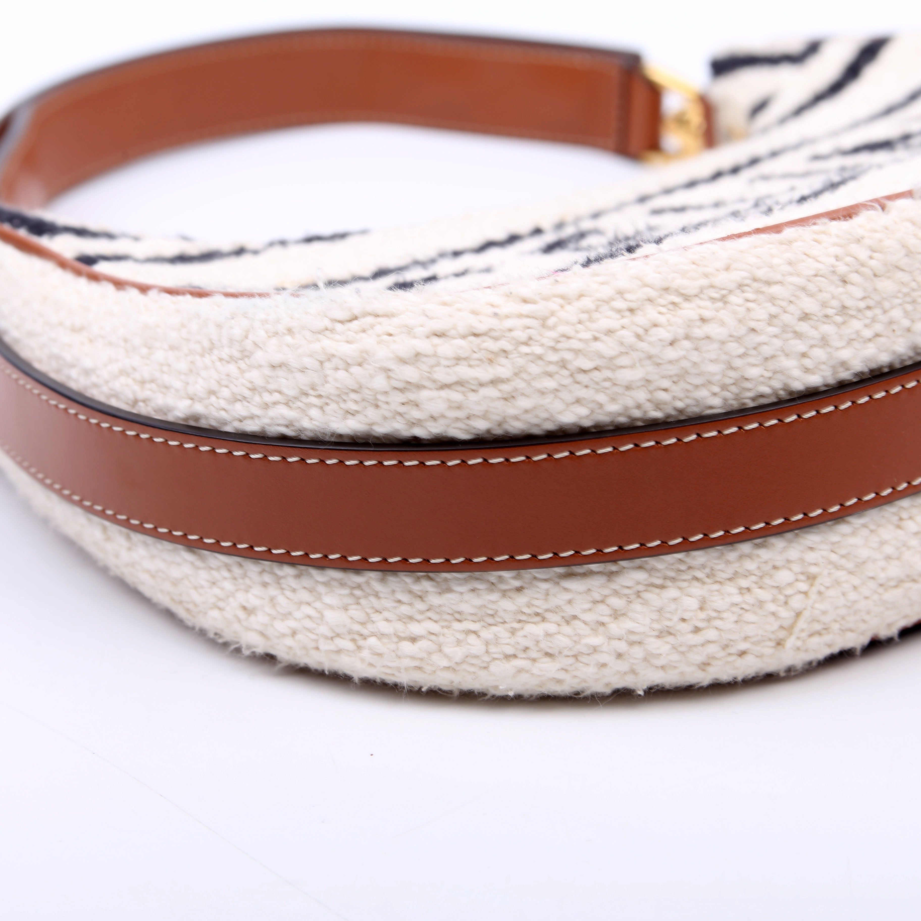 Ava Medium Textile/Calfskin Cream/Brown