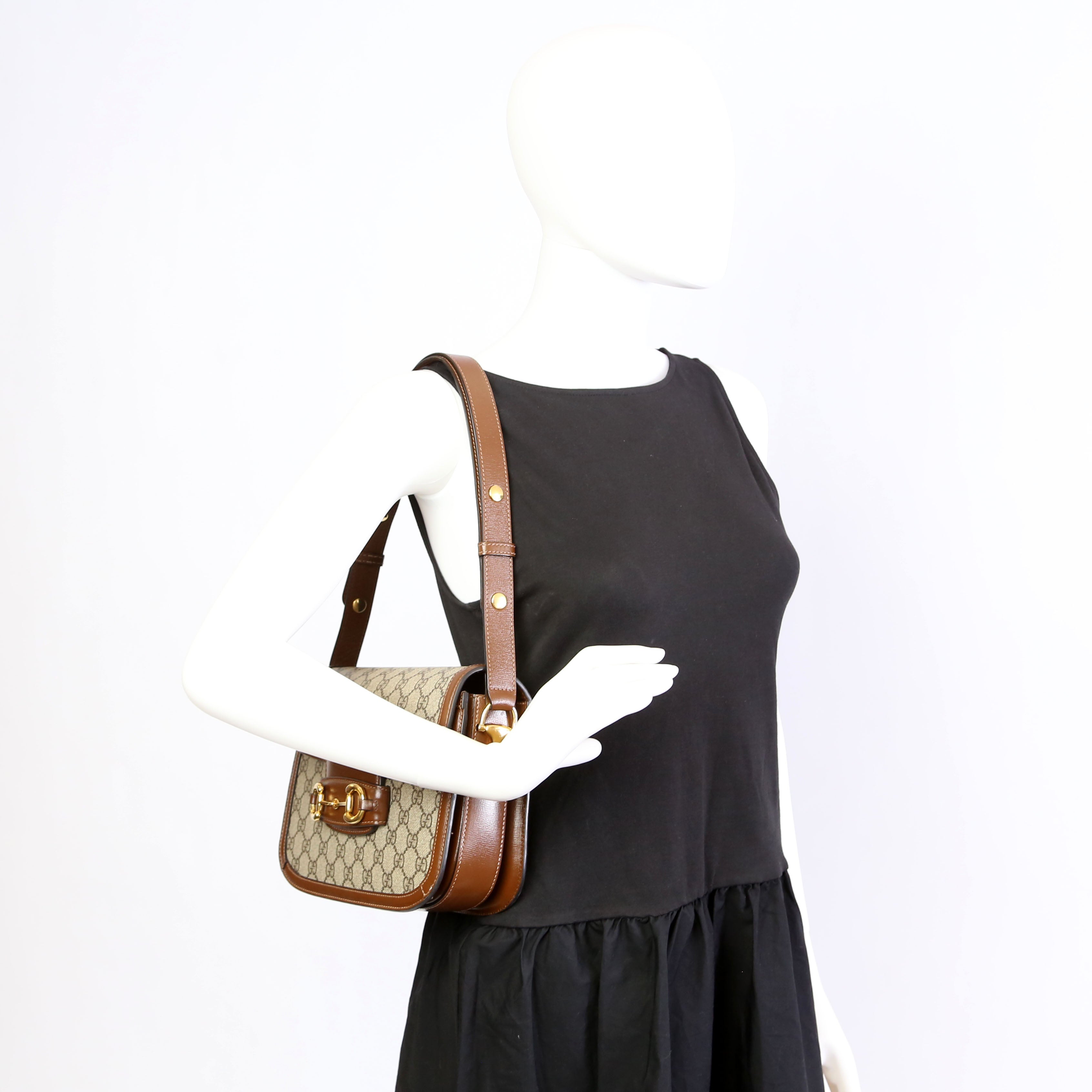 Gucci 602204 Horsebit Shoulder Bag Brown