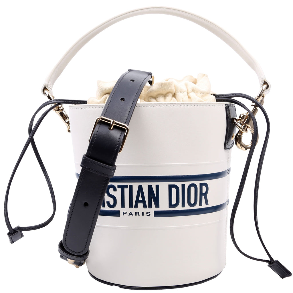 Dior Vibe Bucket Bag Calfskin Small White/Navy