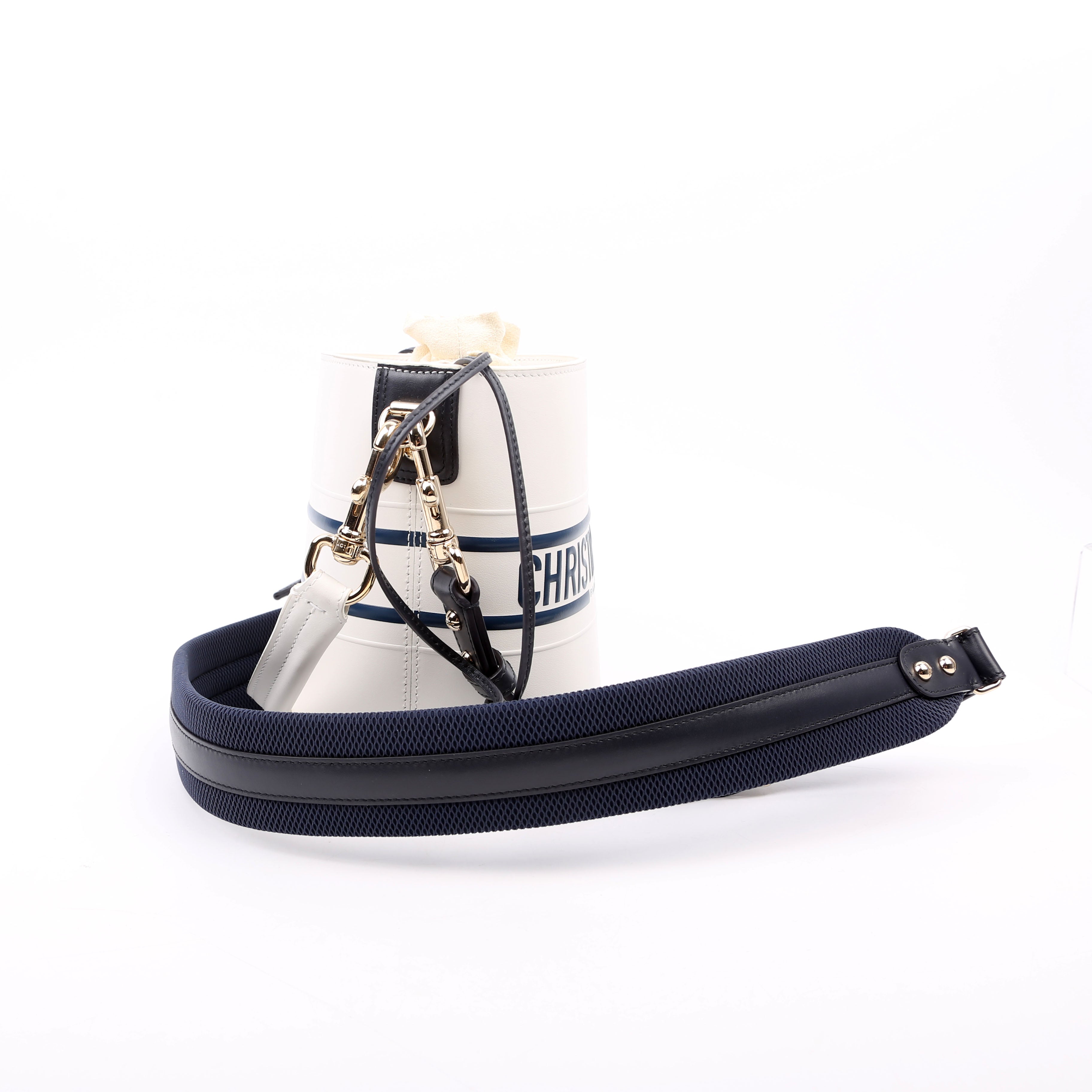 Dior Vibe Bucket Bag Calfskin Small White/Navy