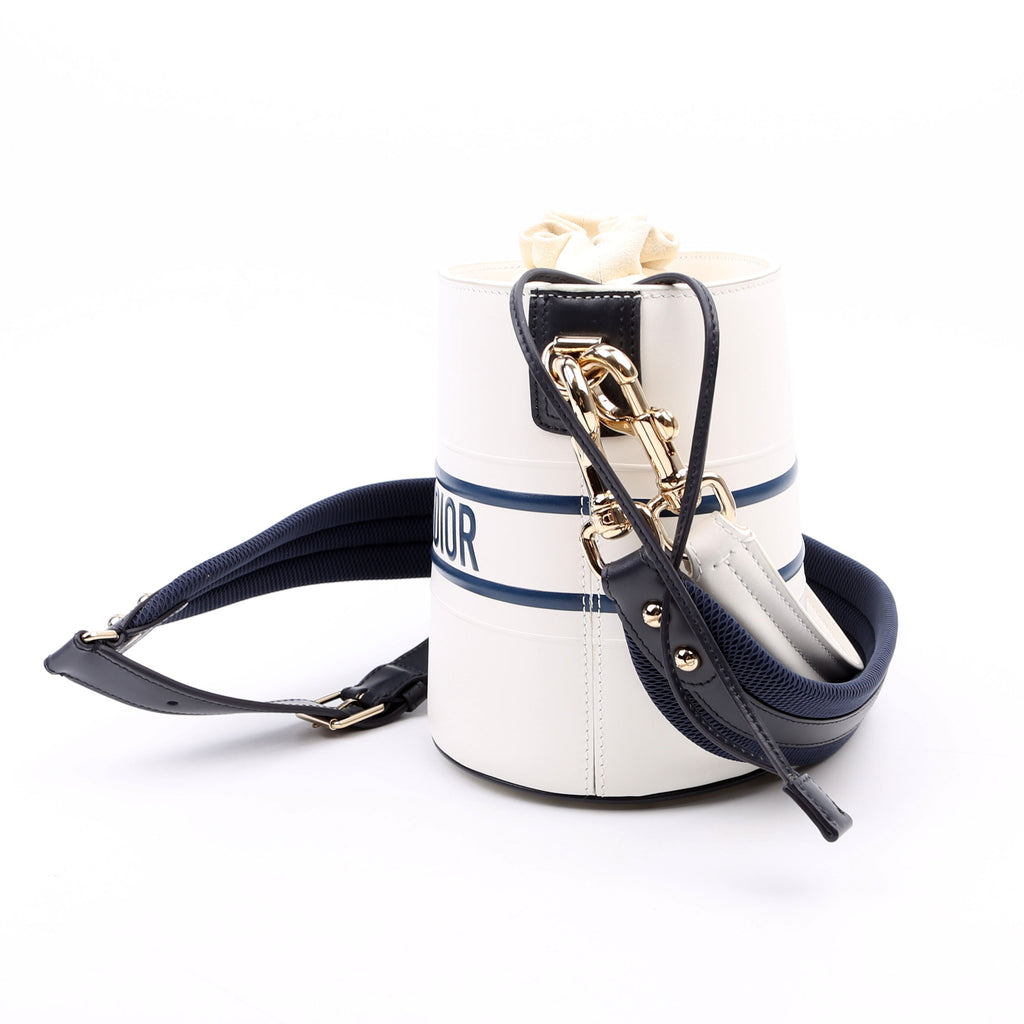 Dior Vibe Bucket Bag Calfskin Small White/Navy