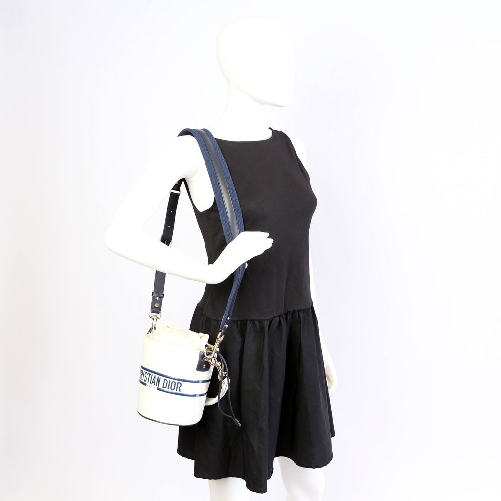 Dior Vibe Bucket Bag Calfskin Small White/Navy