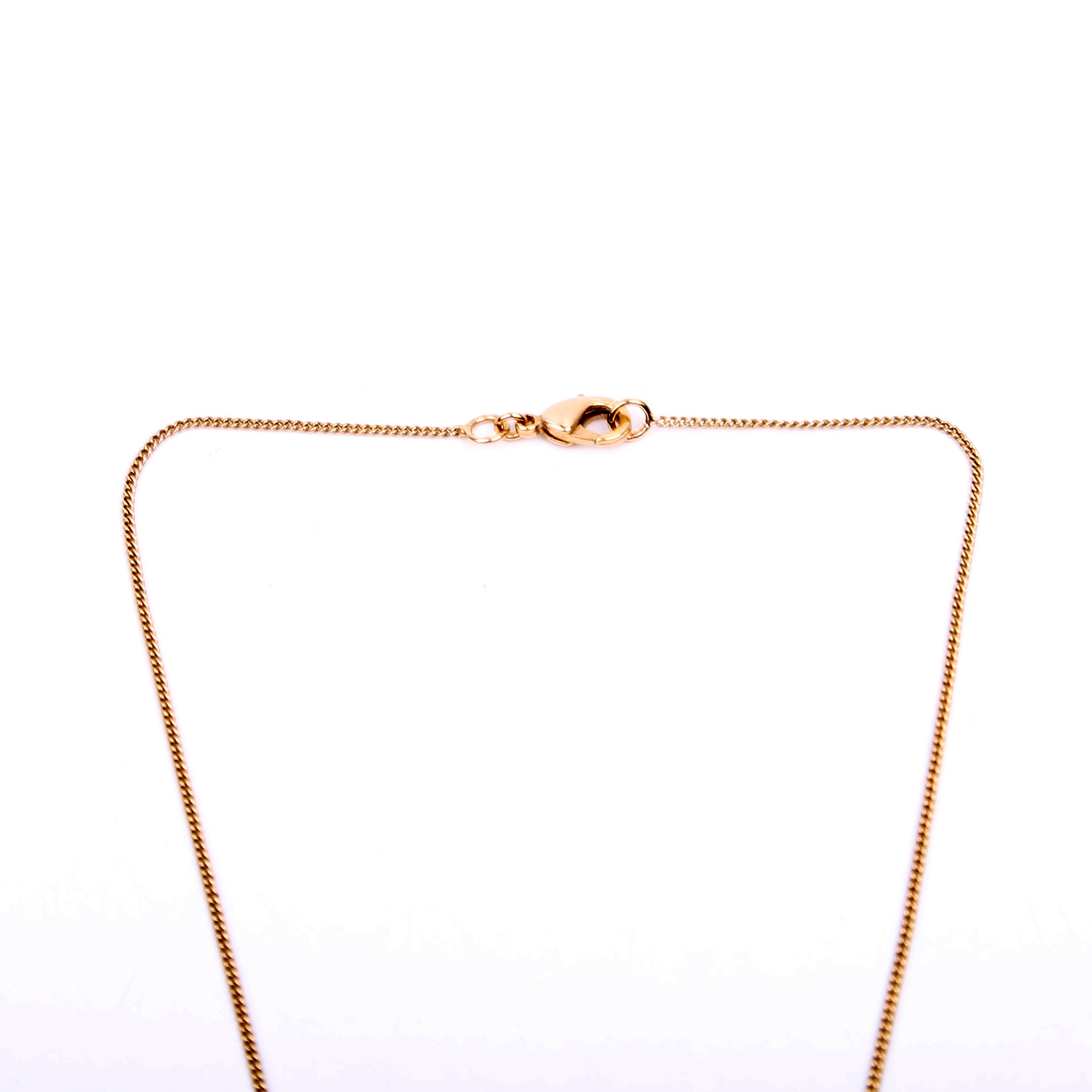 CC Rhinestone Drop Pendant Necklace Gold