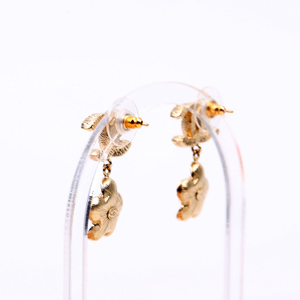 CC Flower Drop Earrings Gold