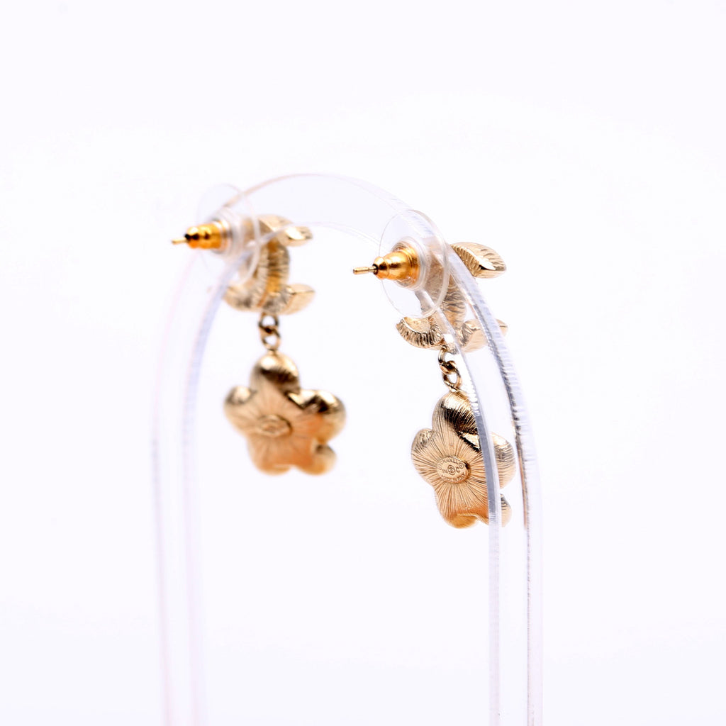 CC Flower Drop Earrings Gold