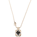 Square Crystal Resin Logo Pendant Necklace Gold