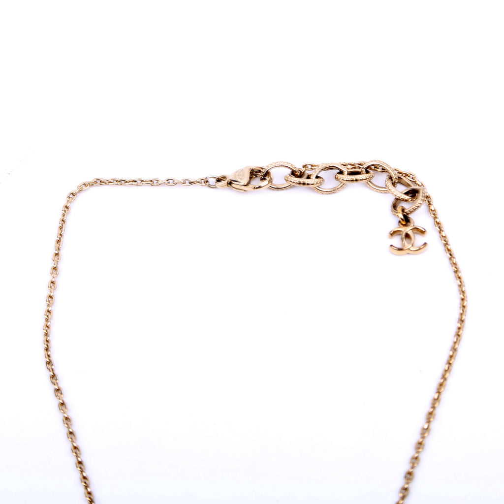 Square Crystal Resin Logo Pendant Necklace Gold