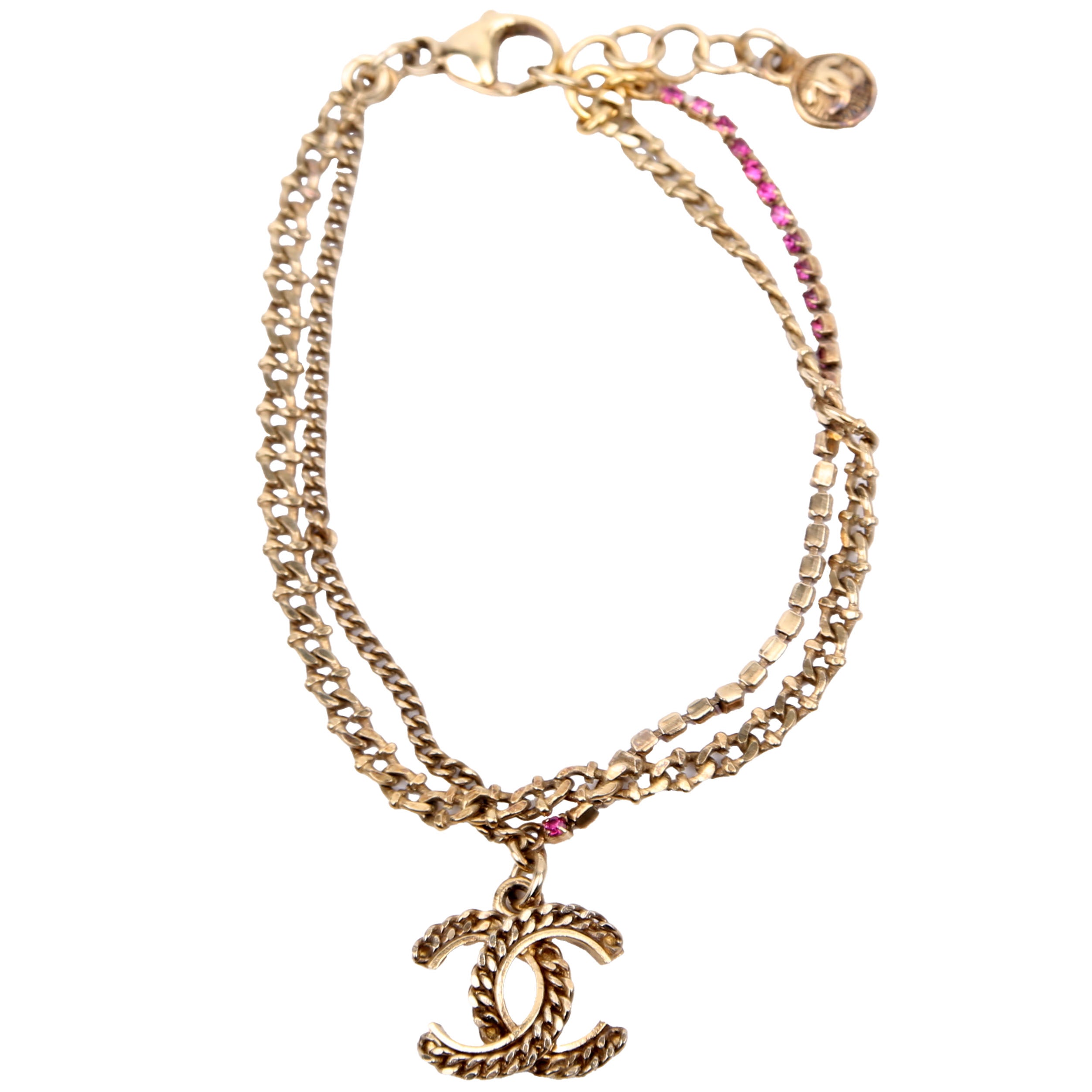 Chain CC Multi Strand With Rhinestones Bracelet Gold/Purple