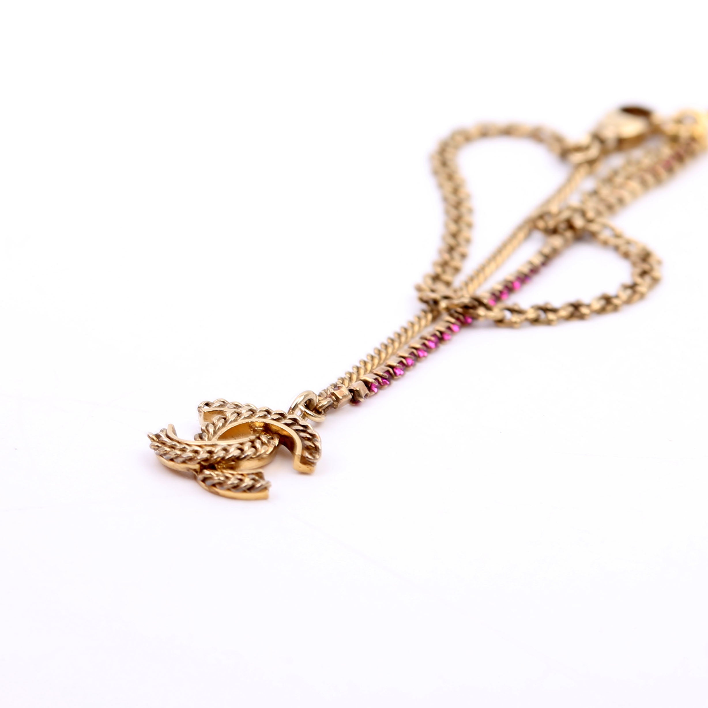 Chain CC Multi Strand With Rhinestones Bracelet Gold/Purple