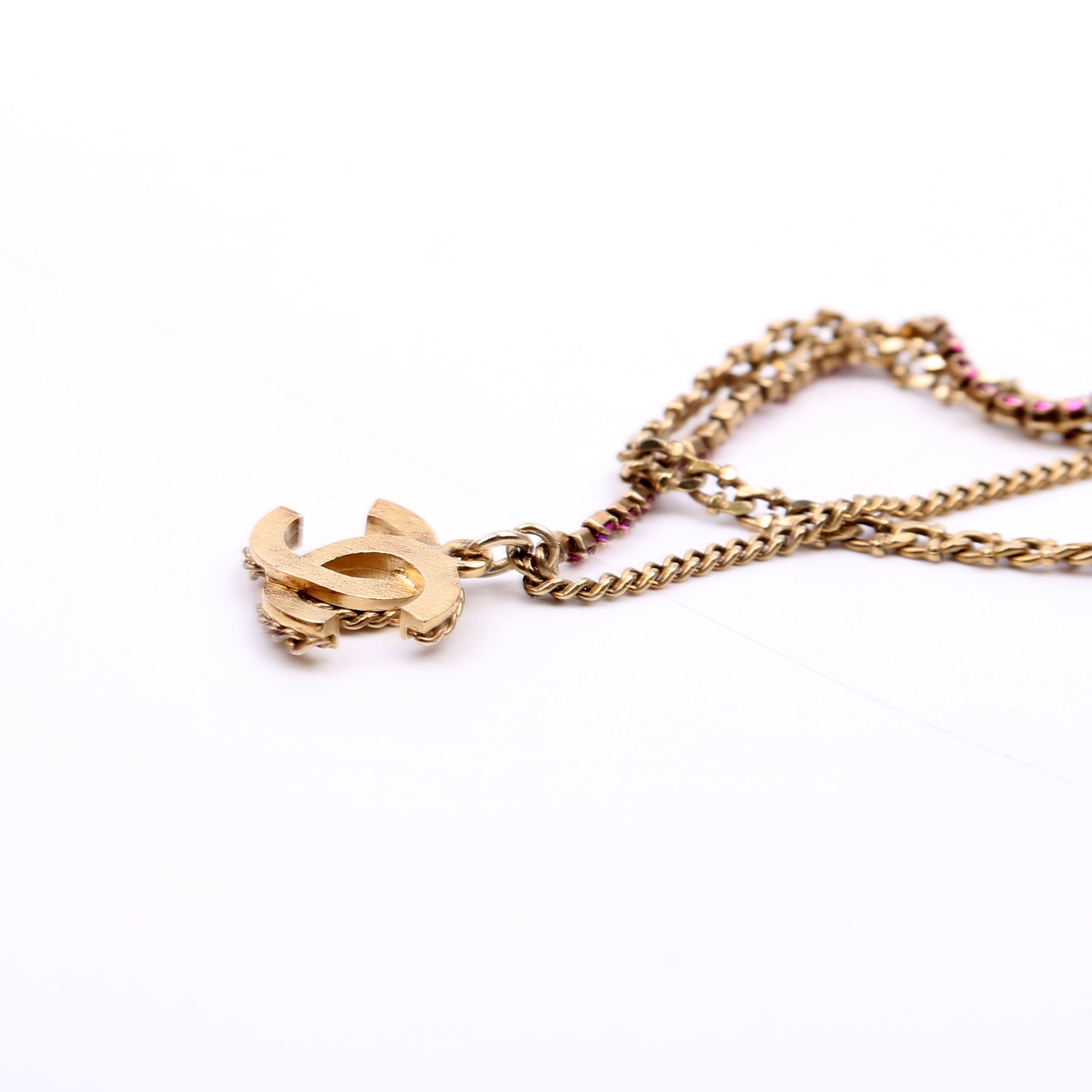 Chain CC Multi Strand With Rhinestones Bracelet Gold/Purple