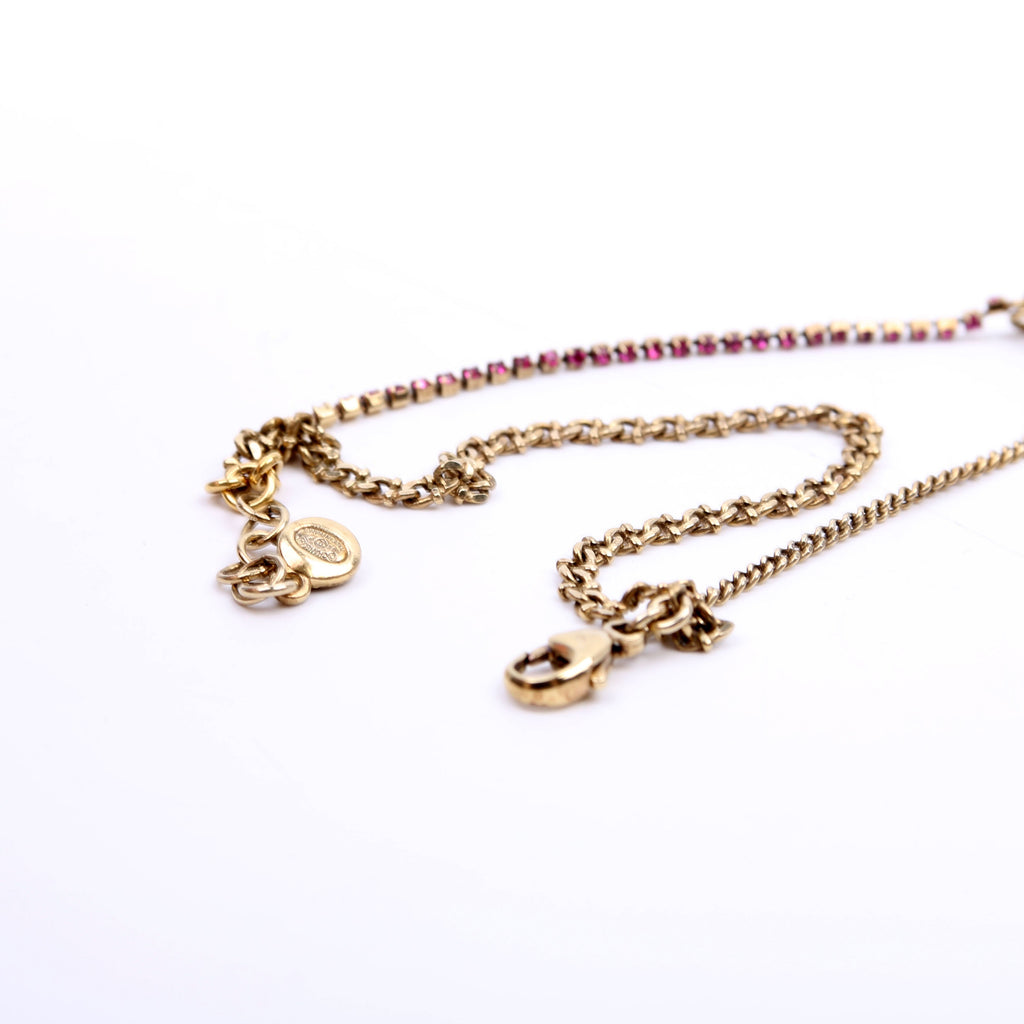 Chain CC Multi Strand With Rhinestones Bracelet Gold/Purple