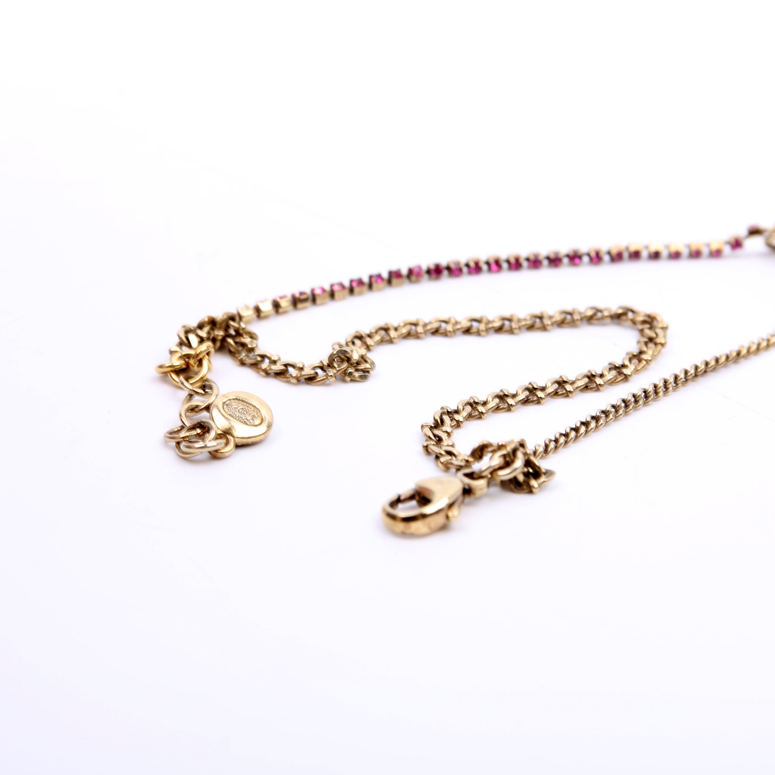 Chain CC Multi Strand With Rhinestones Bracelet Gold/Purple