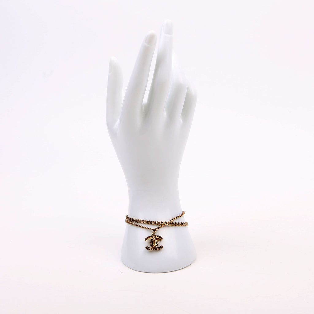 Chain CC Multi Strand With Rhinestones Bracelet Gold/Purple