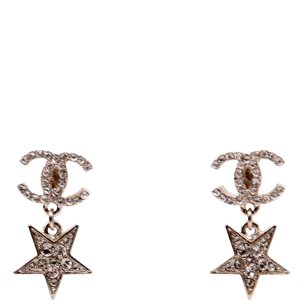 CC Crystal Star Drop Earrings Silver