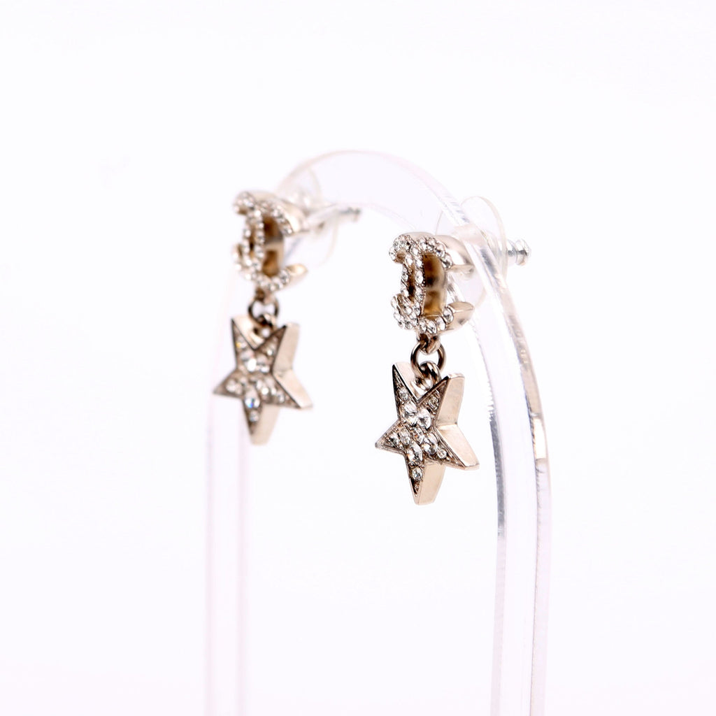 CC Crystal Star Drop Earrings Silver