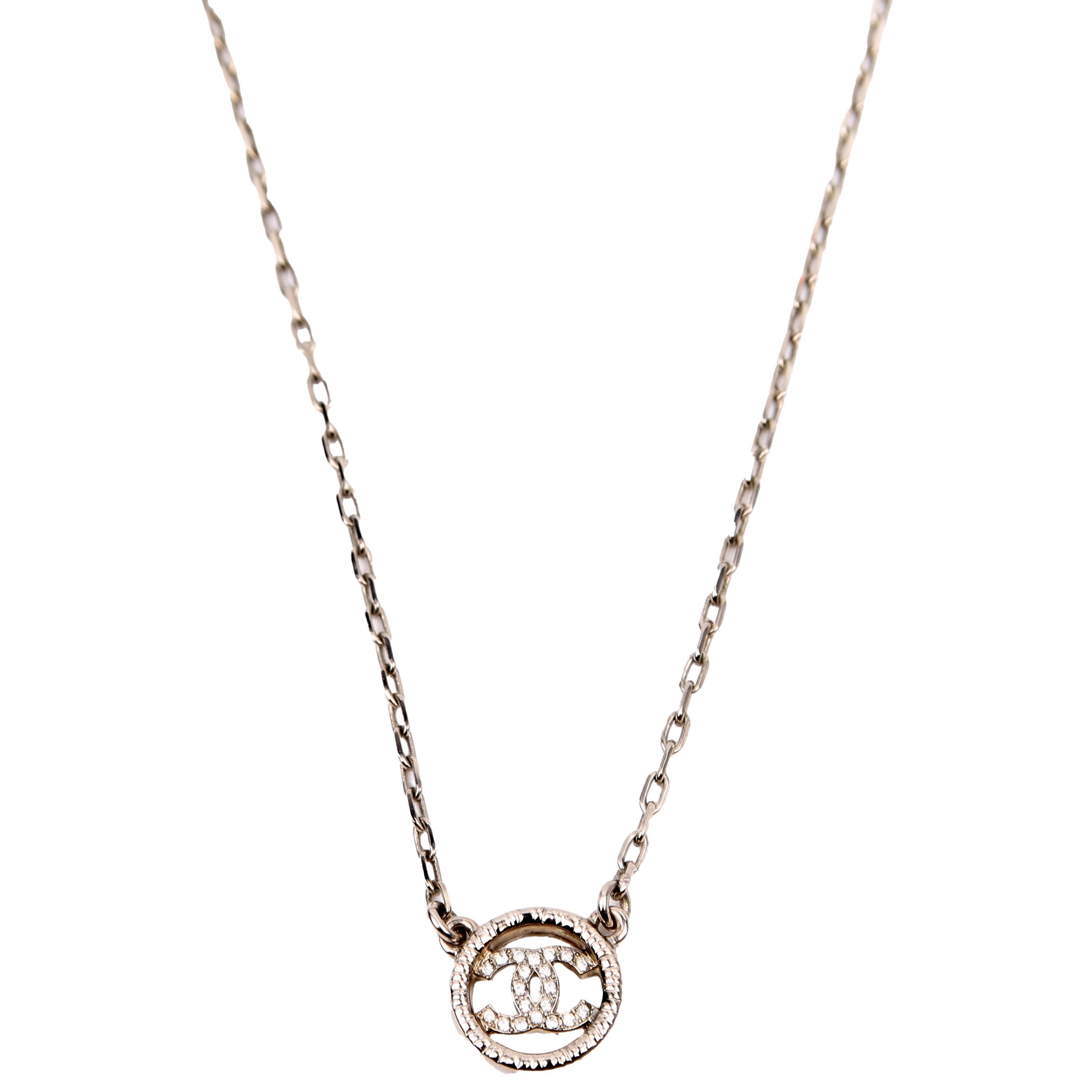 CC Crystal Round Small Necklace Silver