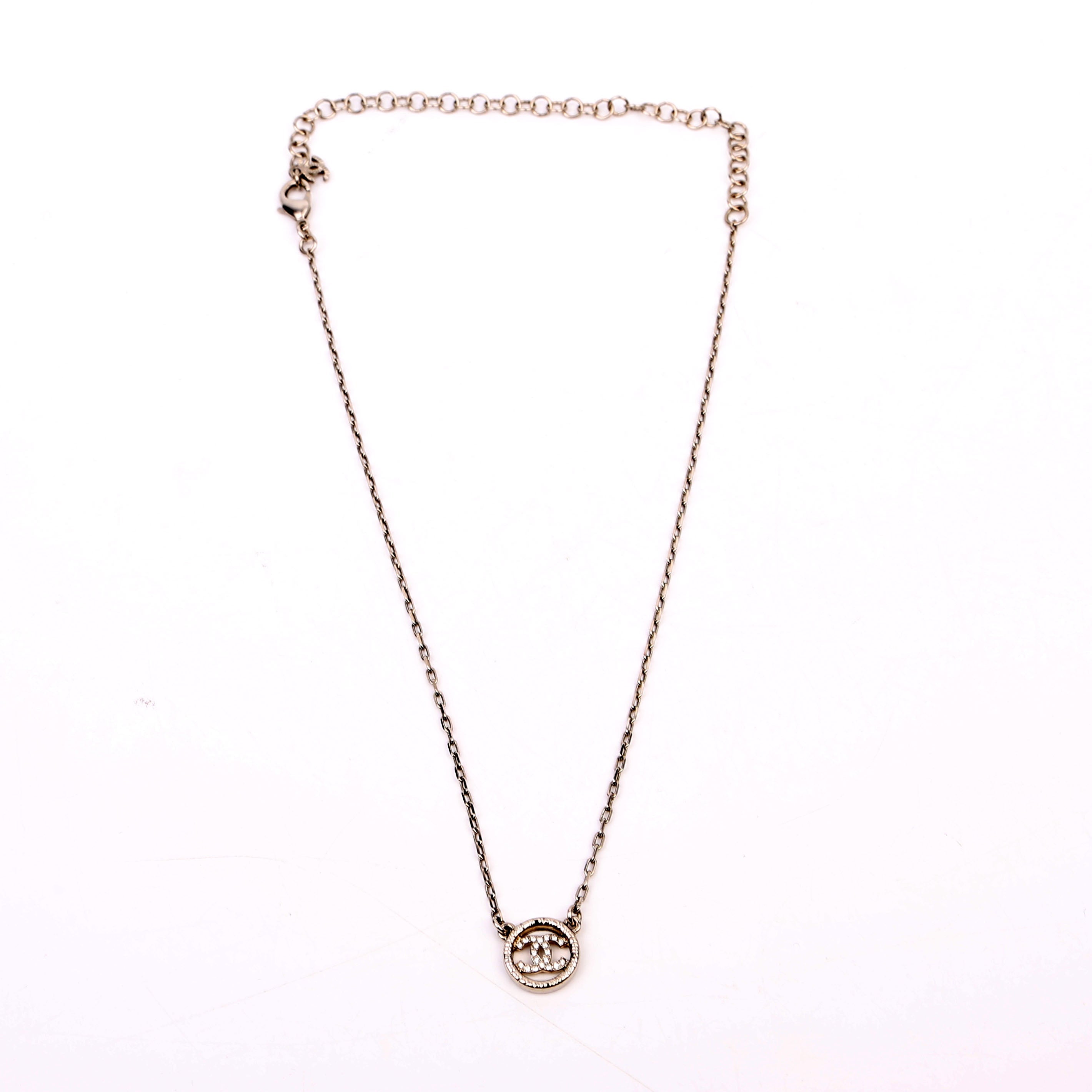 CC Crystal Round Small Necklace Silver