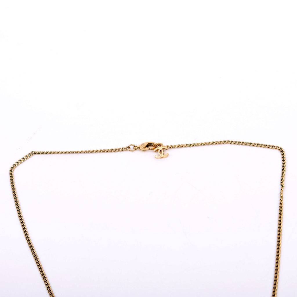 CC Crystal Pendant Necklace Gold