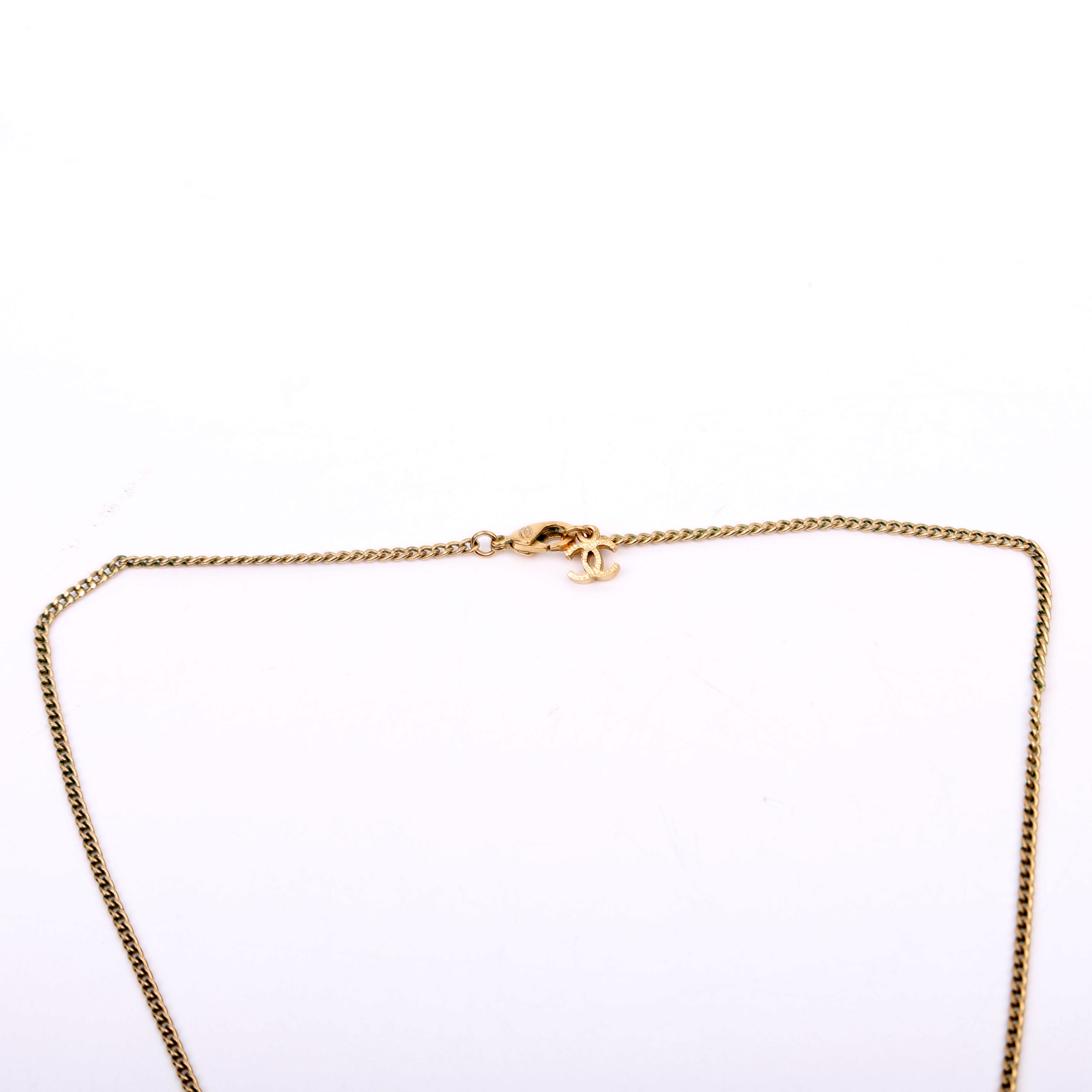 CC Crystal Pendant Necklace Gold