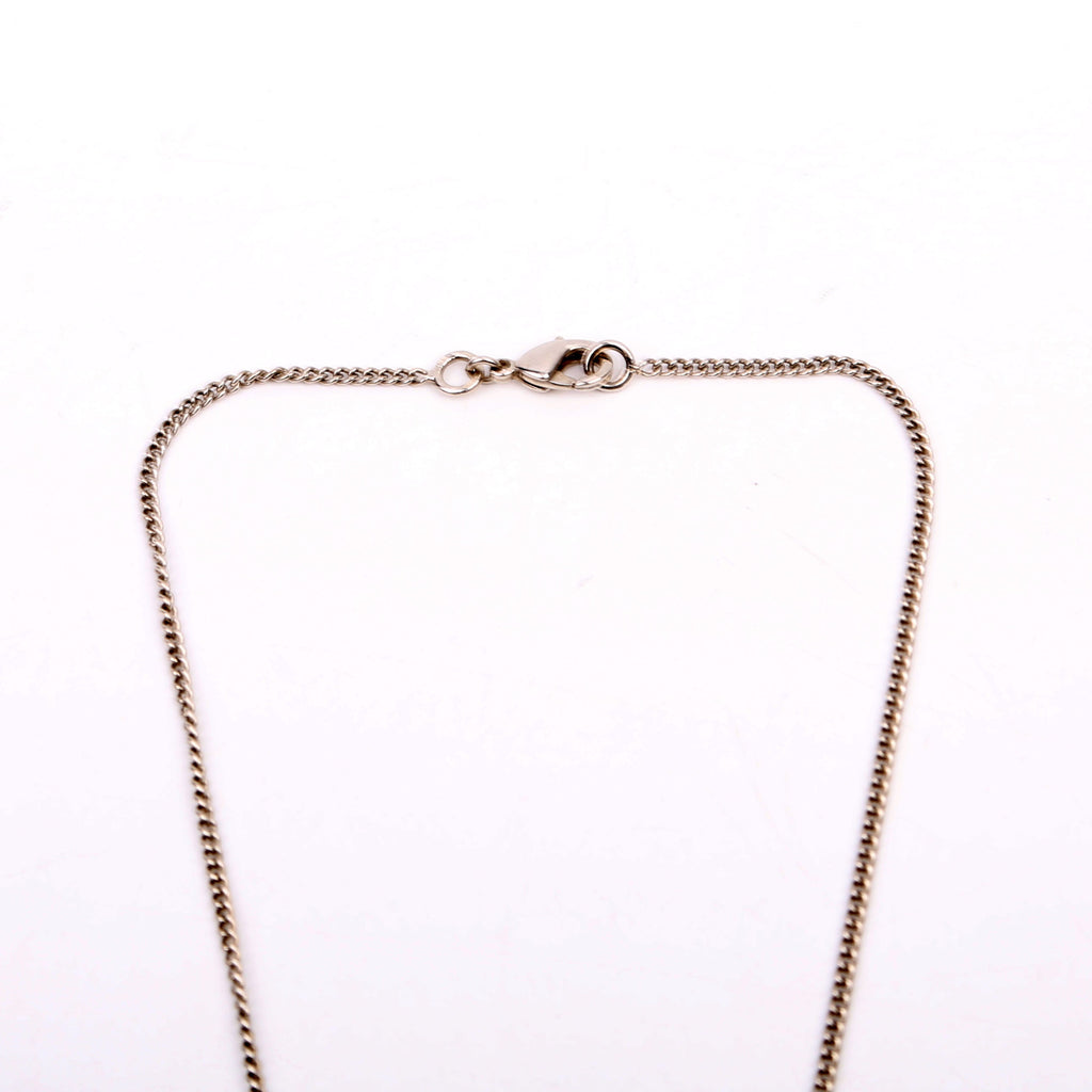 Pearl Drop CC Rhinestone Pendant Necklace Silver