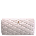 655004 Lambskin Sade Puffer Envelope Clutch White