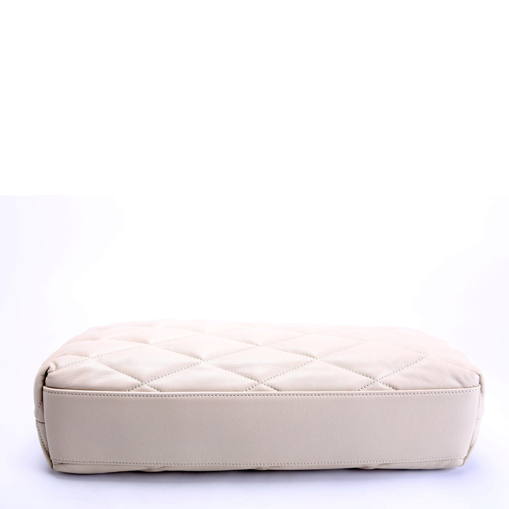 655004 Lambskin Sade Puffer Envelope Clutch White