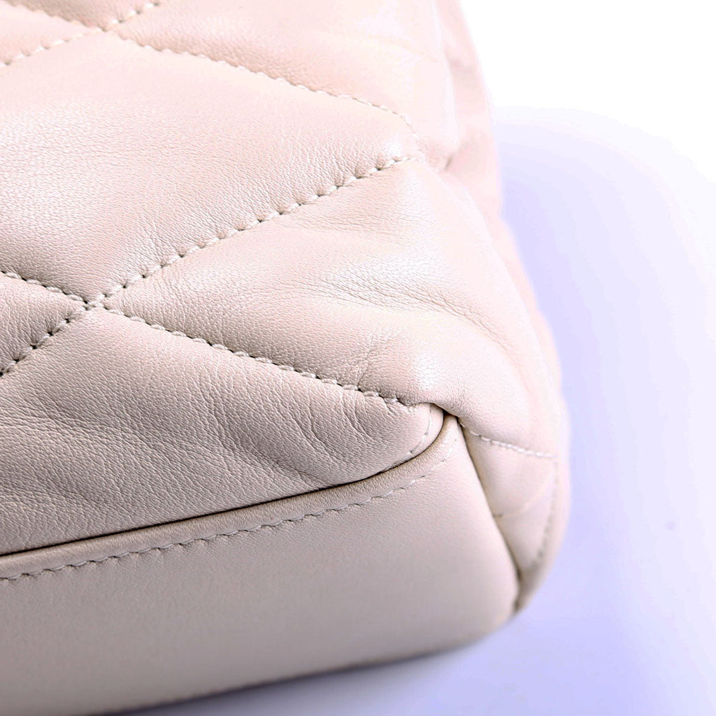 655004 Lambskin Sade Puffer Envelope Clutch White