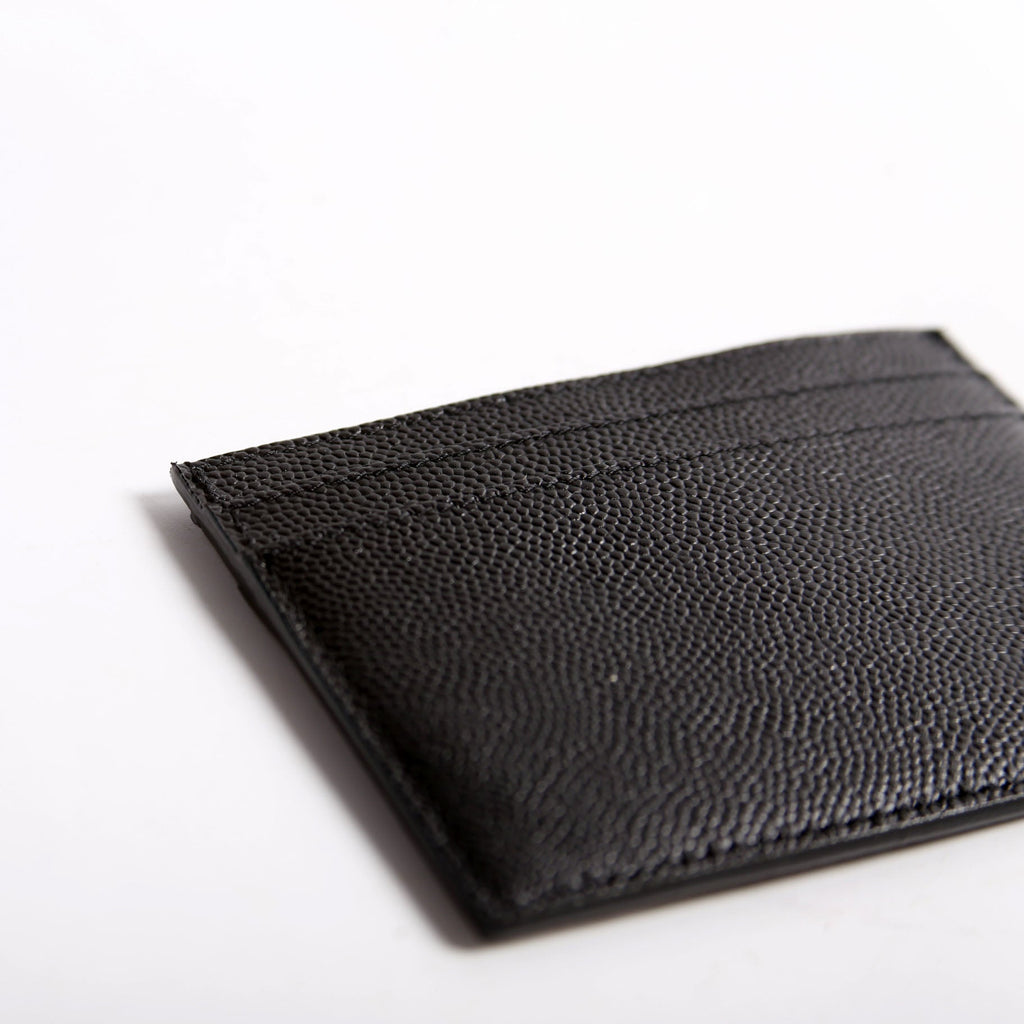 375946 Paris Grain Leather Card Holder Black