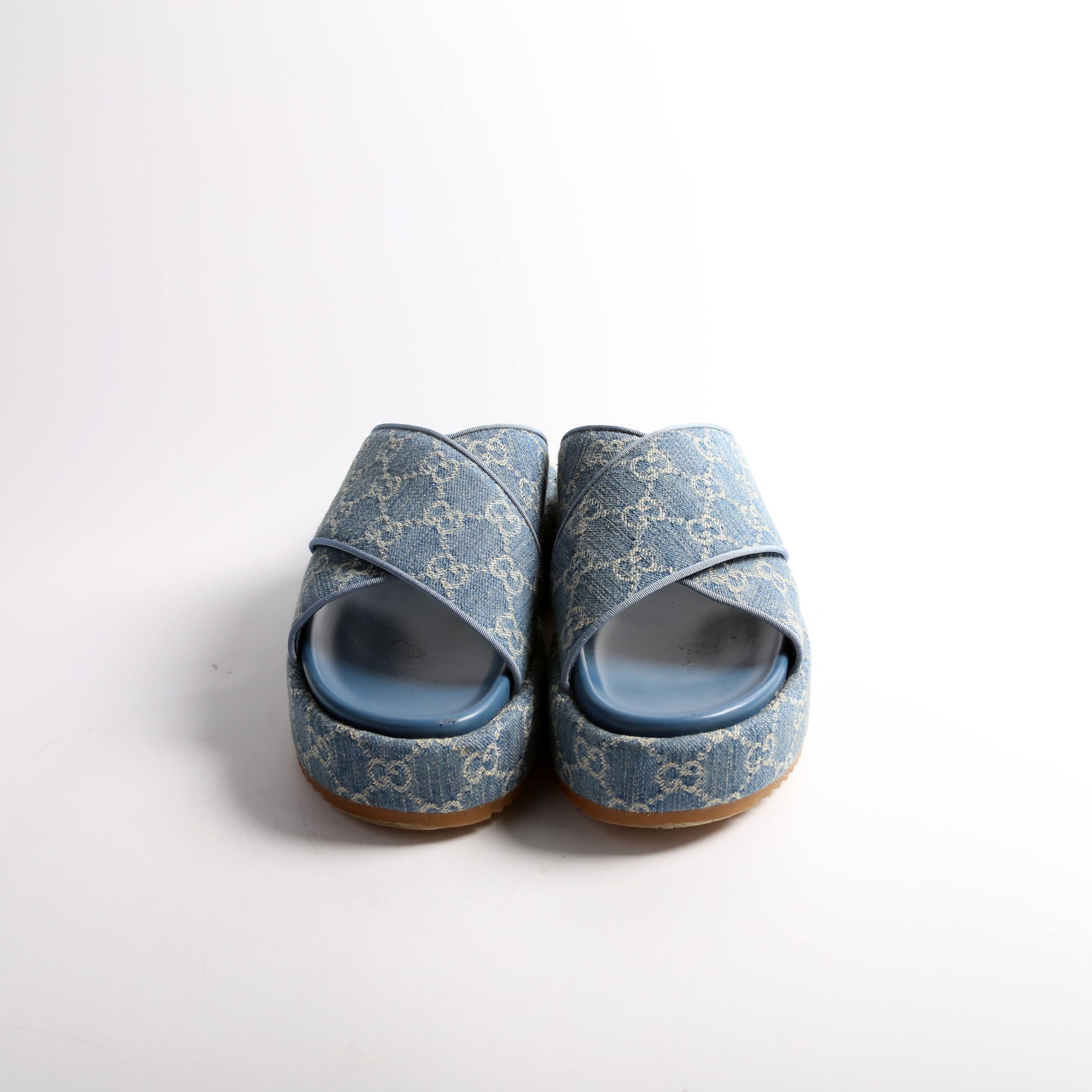 GG Denim Angelina Platform Sandals Size 40