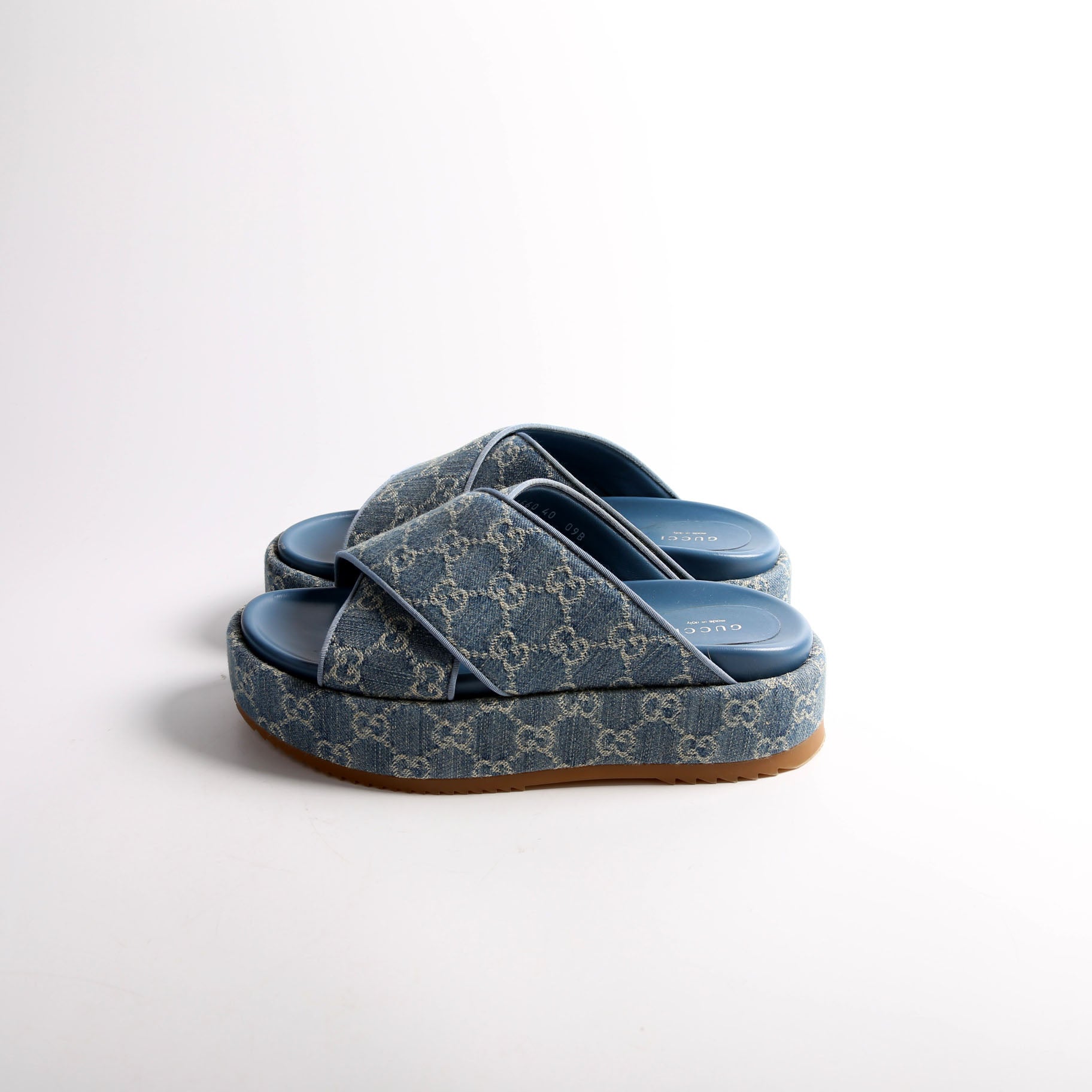 GG Denim Angelina Platform Sandals Size 40