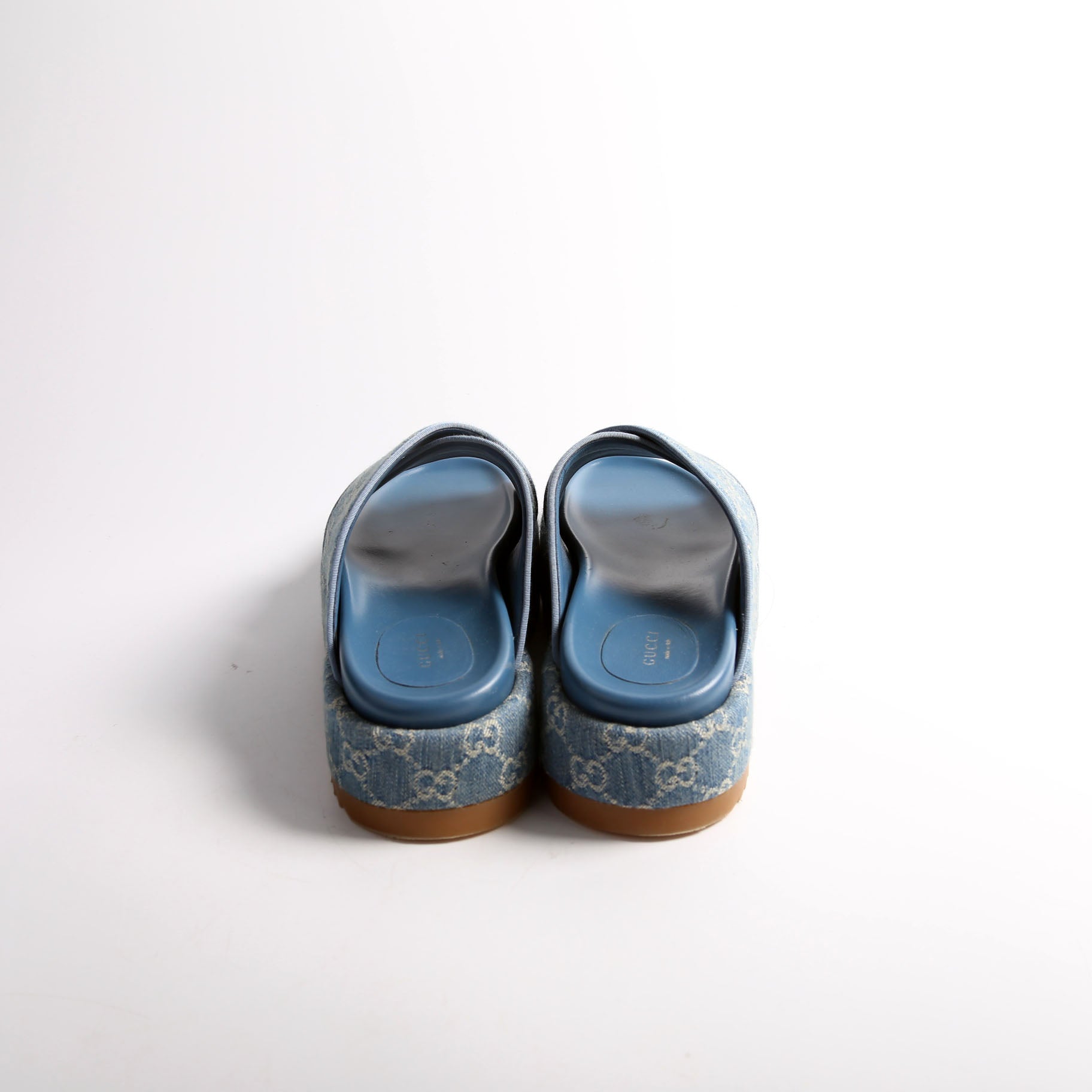 GG Denim Angelina Platform Sandals Size 40