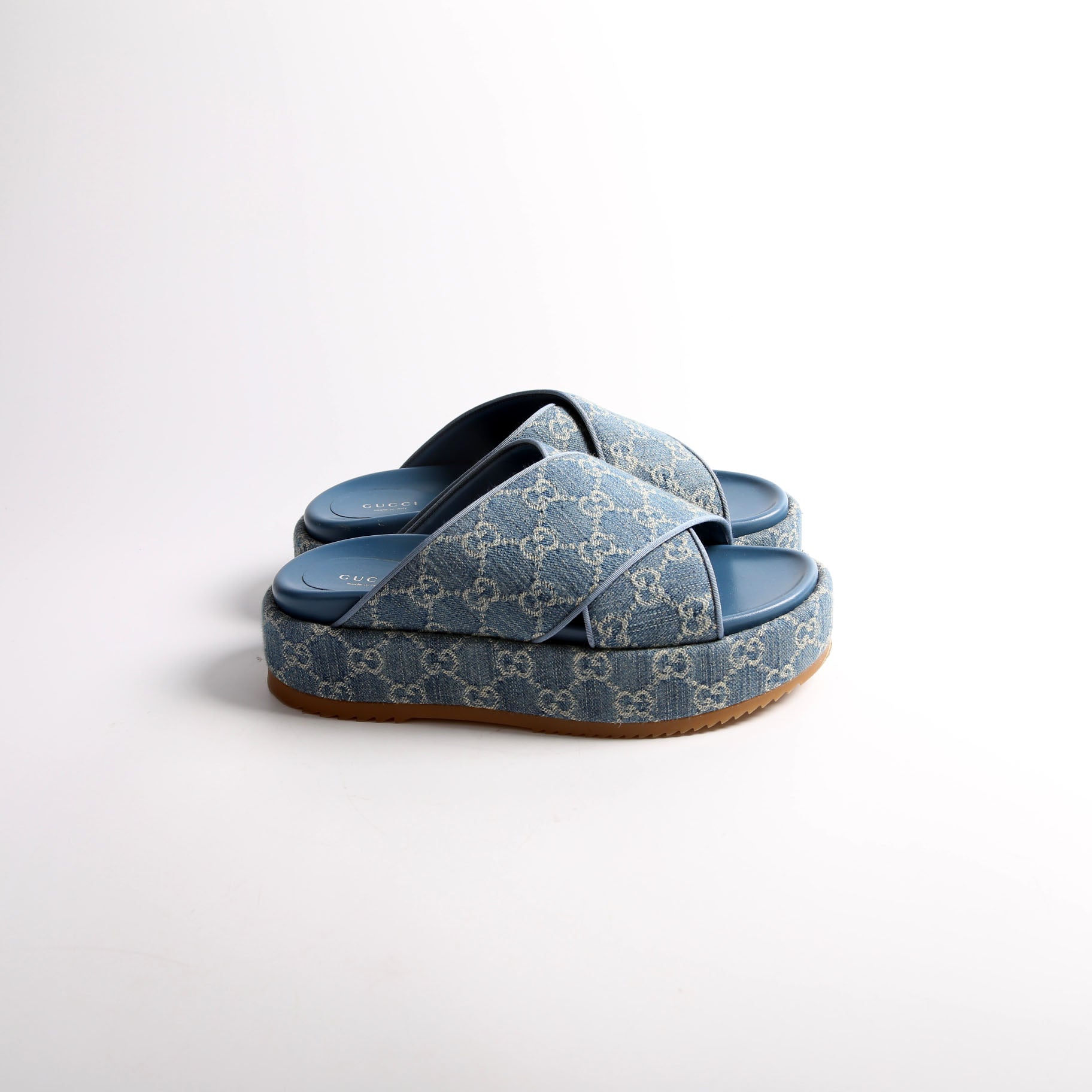 GG Denim Angelina Platform Sandals Size 40