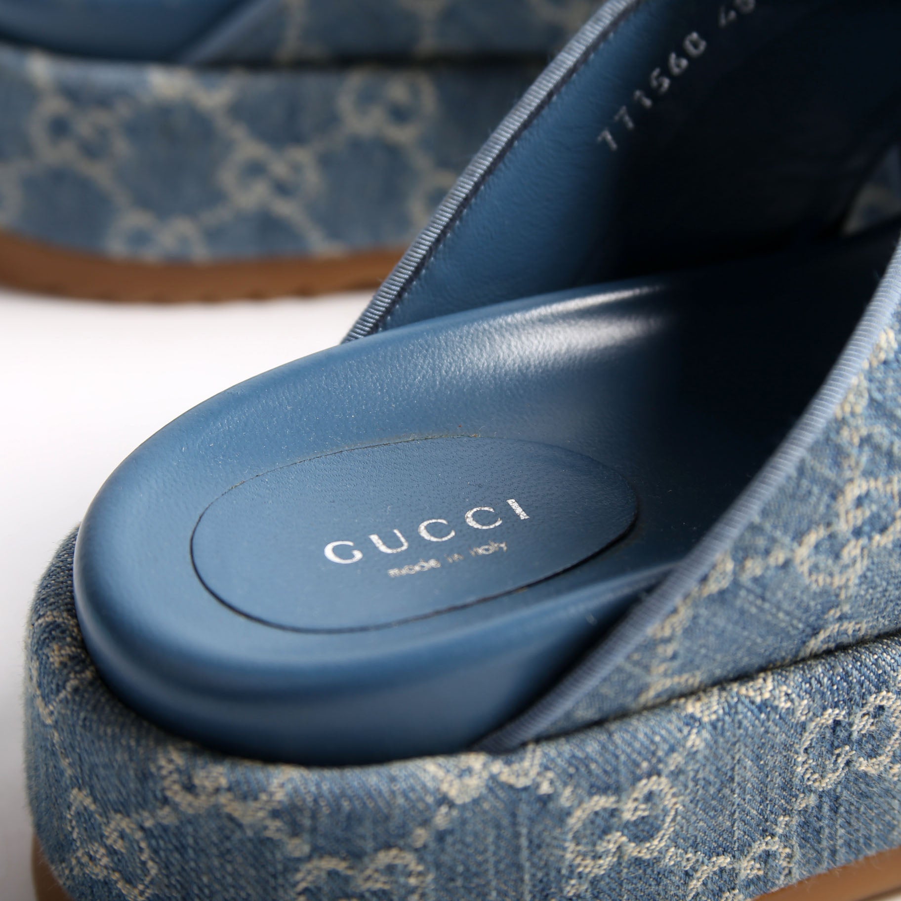 GG Denim Angelina Platform Sandals Size 40