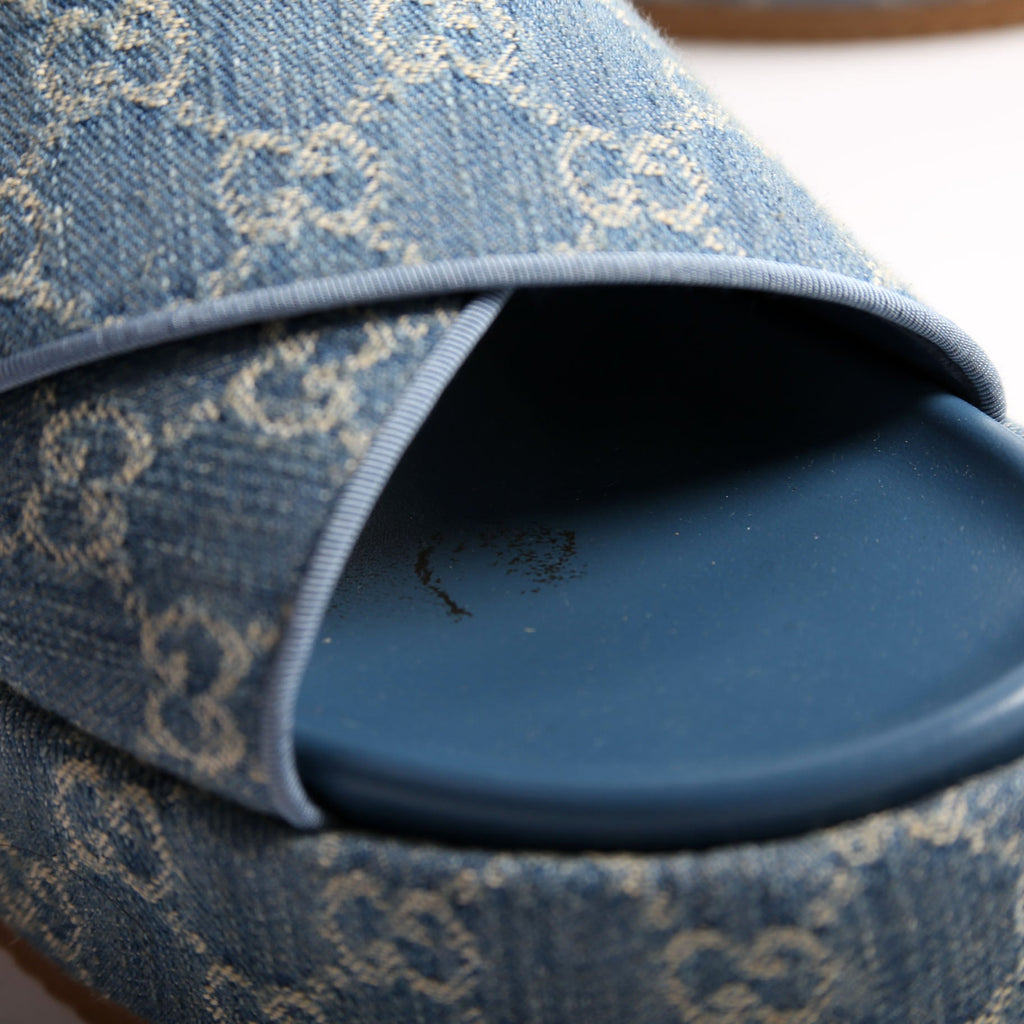 GG Denim Angelina Platform Sandals Size 40