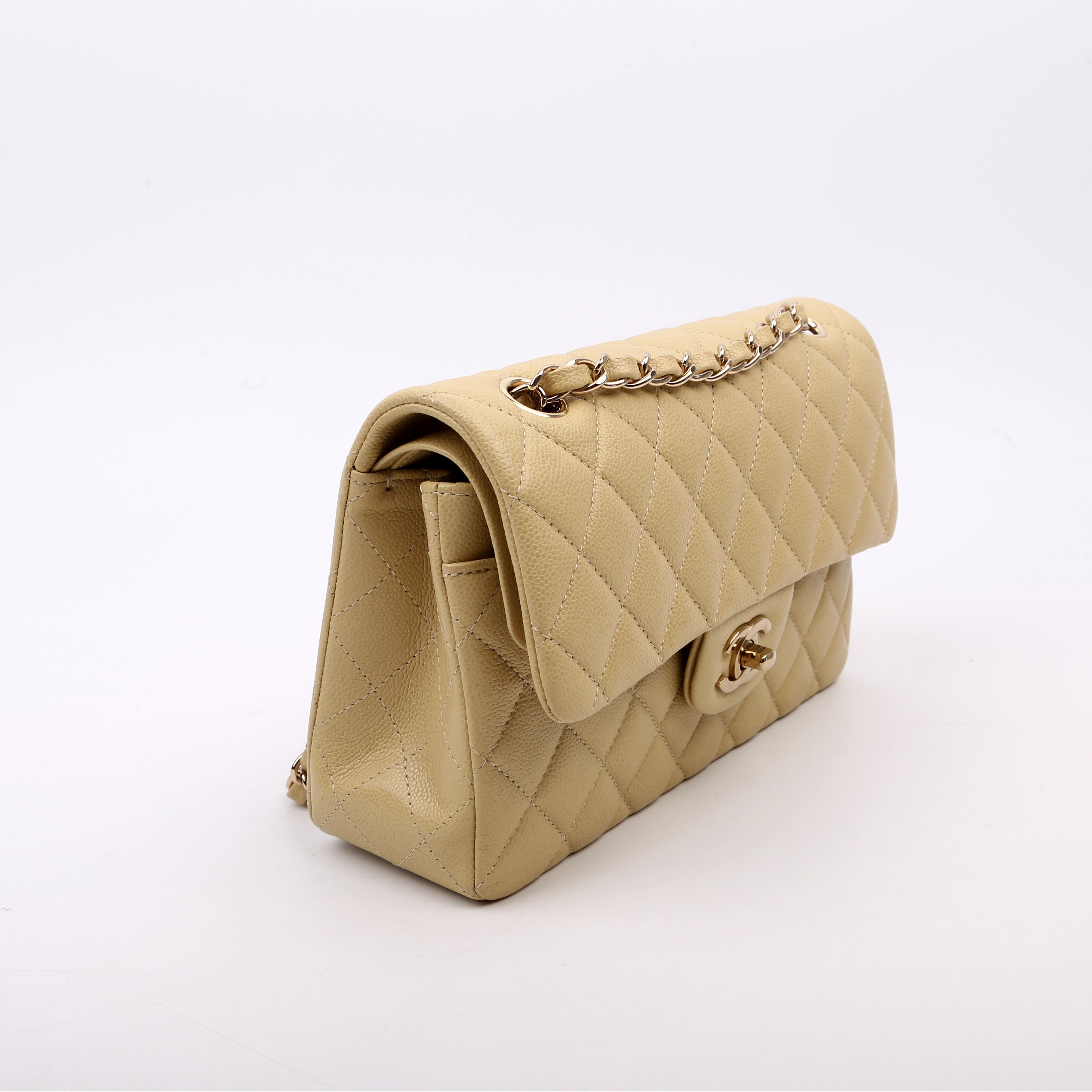 Classic Flap Small Caviar Neutral