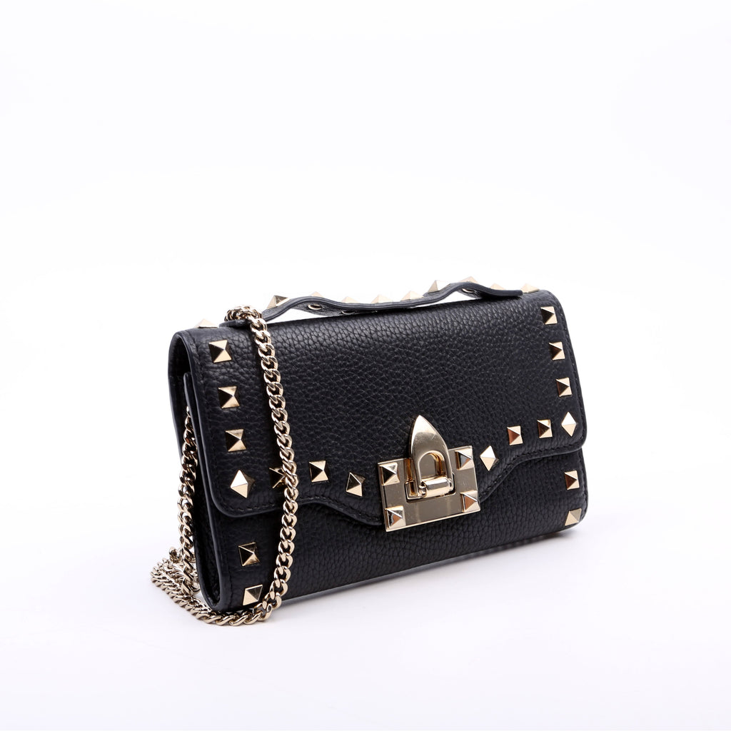 Rockstud WOC Grainy Calfskin Black