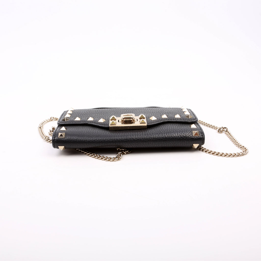 Rockstud WOC Grainy Calfskin Black