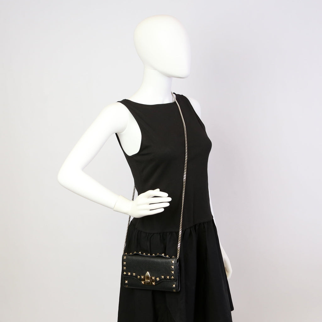Rockstud WOC Grainy Calfskin Black