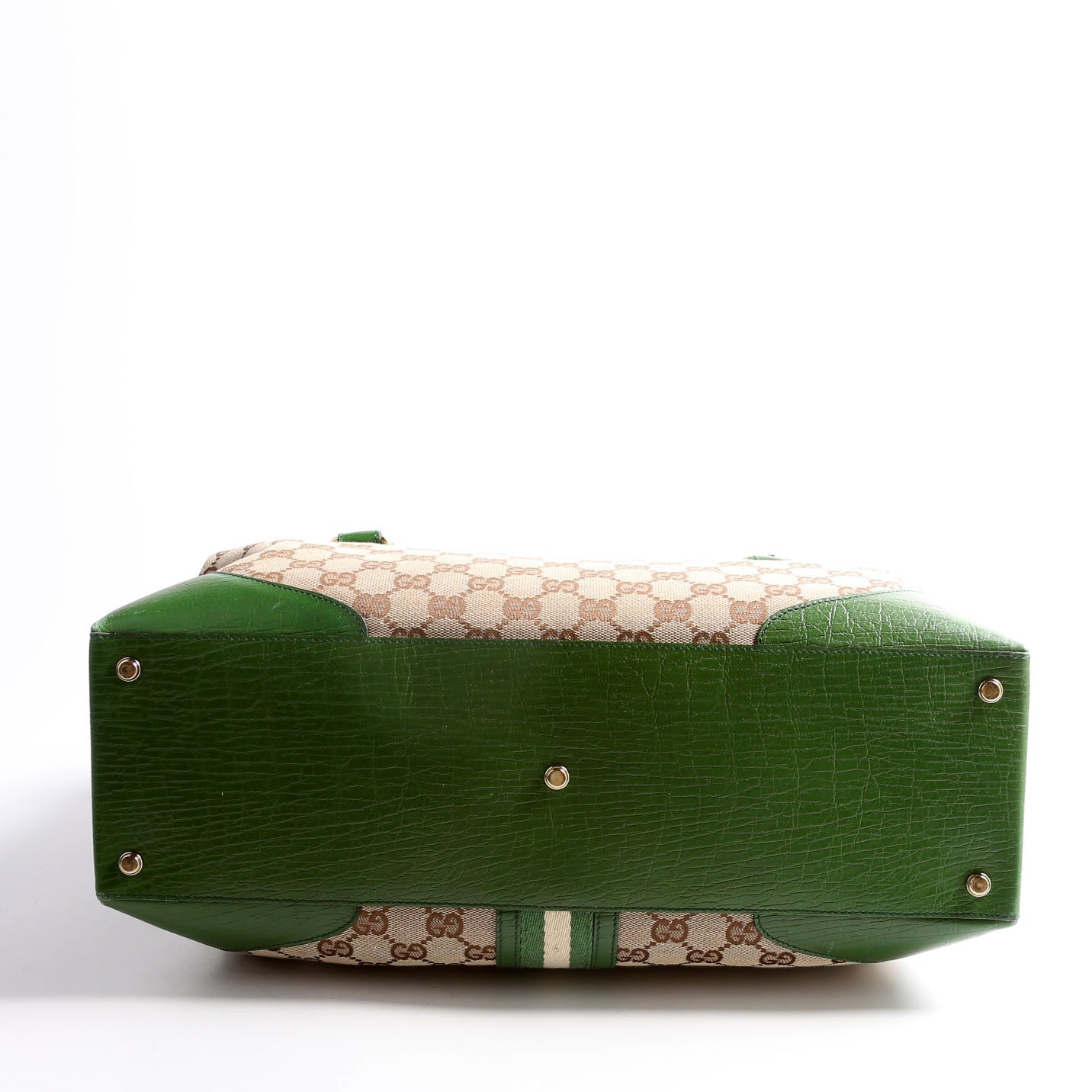 130845 GG Supreme Top Handle Bag Green/Brown