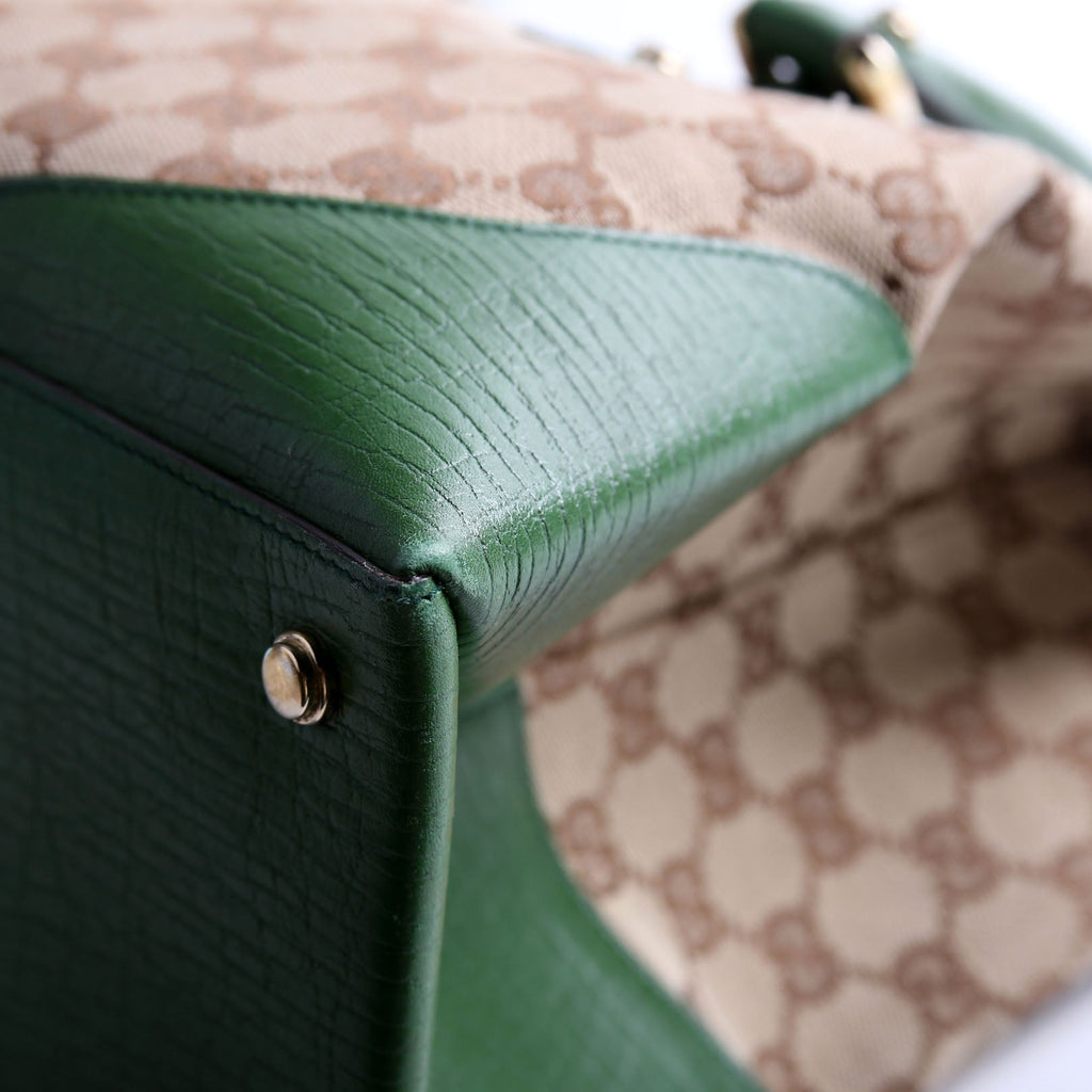 130845 GG Supreme Top Handle Bag Green/Brown