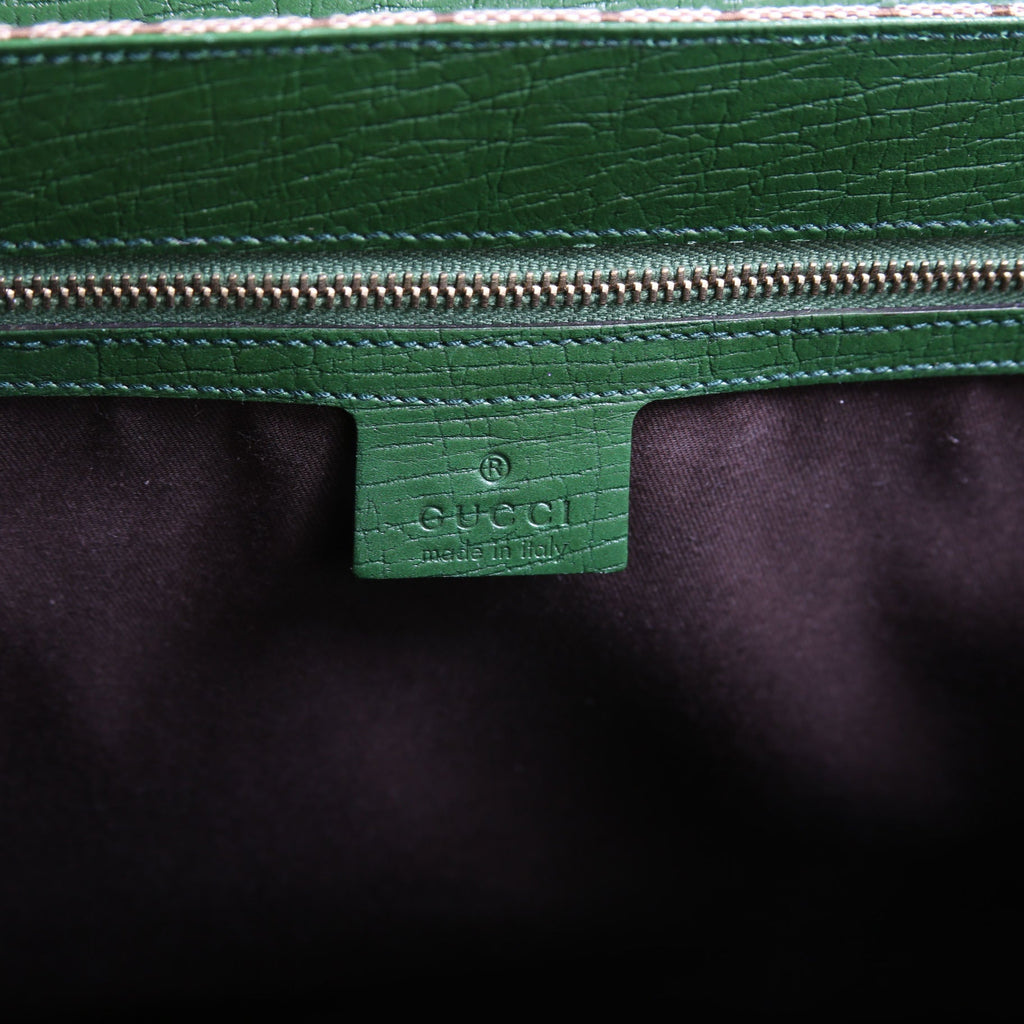 130845 GG Supreme Top Handle Bag Green/Brown