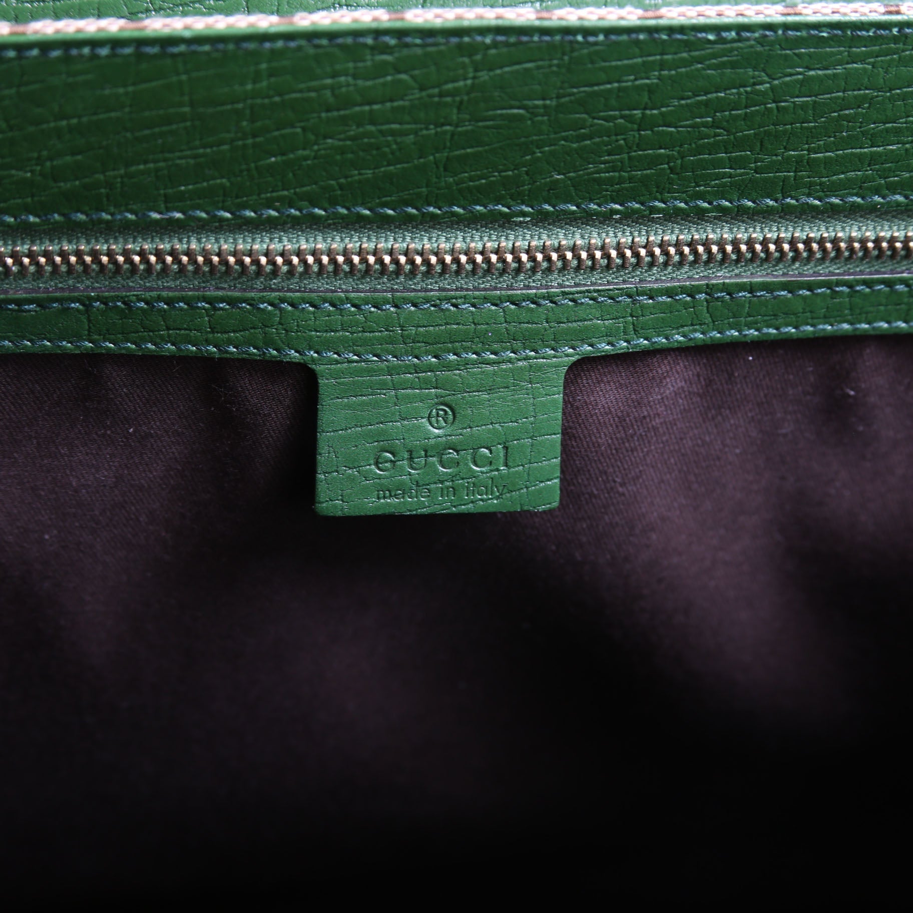 130845 GG Supreme Top Handle Bag Green/Brown