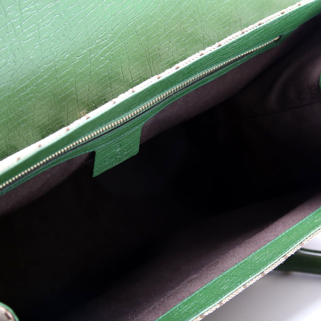 130845 GG Supreme Top Handle Bag Green/Brown