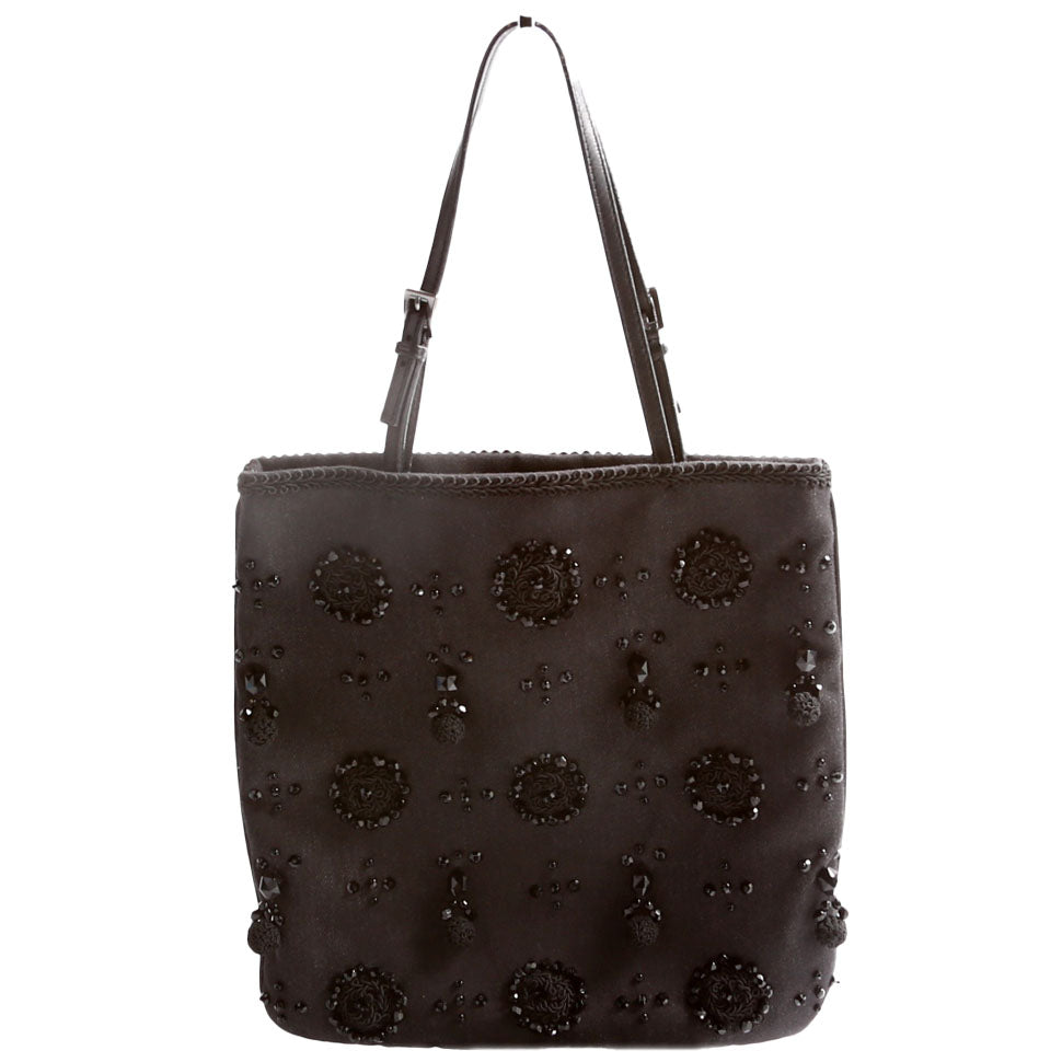 Beaded Mini Top Handle Black