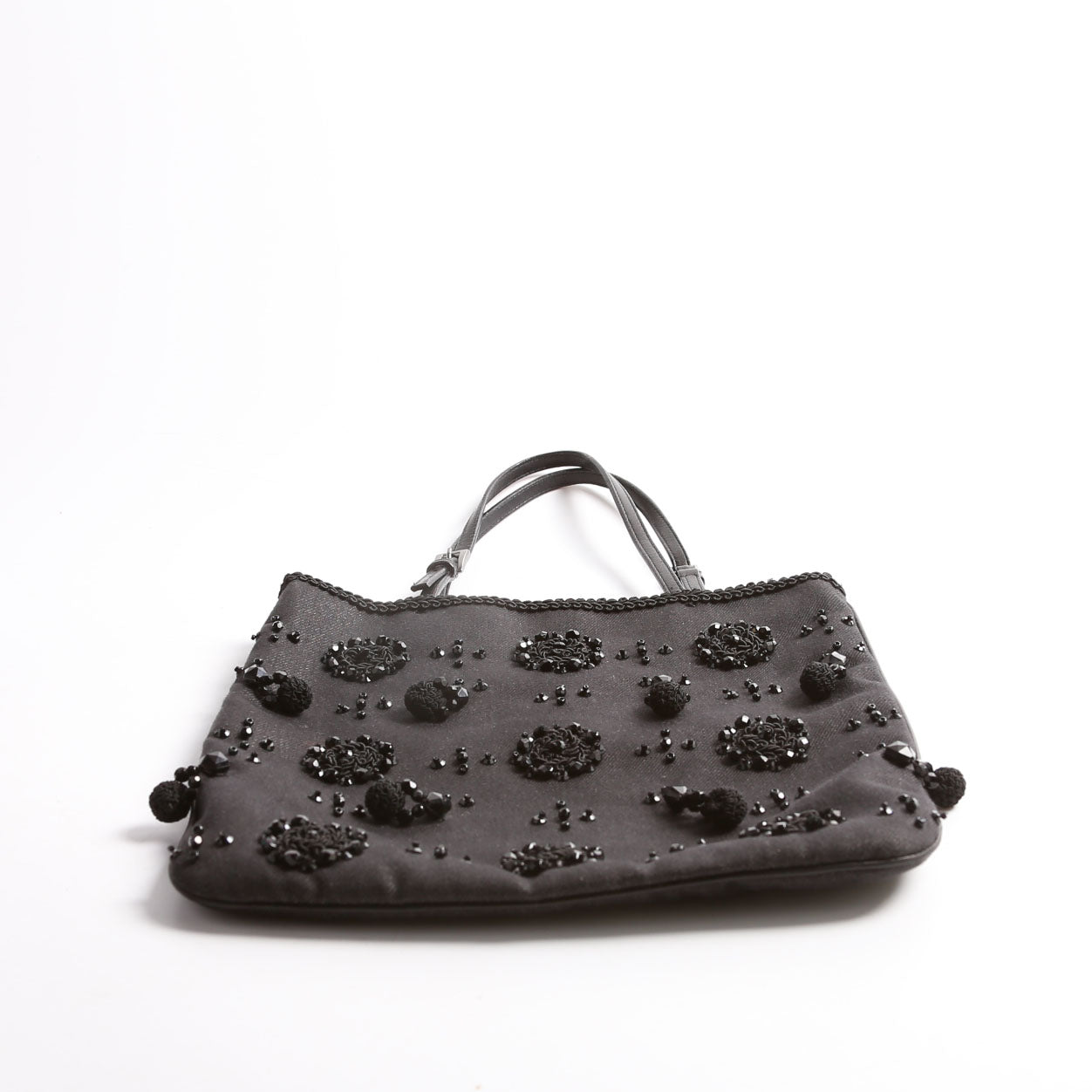 Beaded Mini Top Handle Black