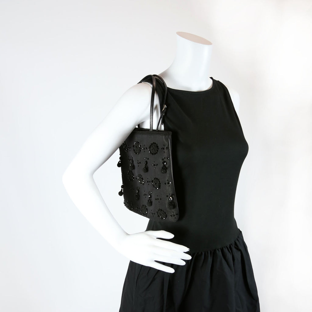 Beaded Mini Top Handle Black